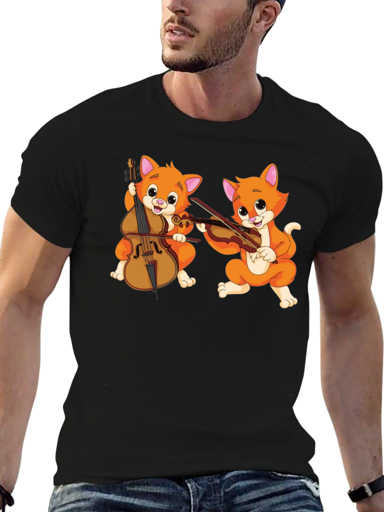 Musical Cats Black T-Shirt