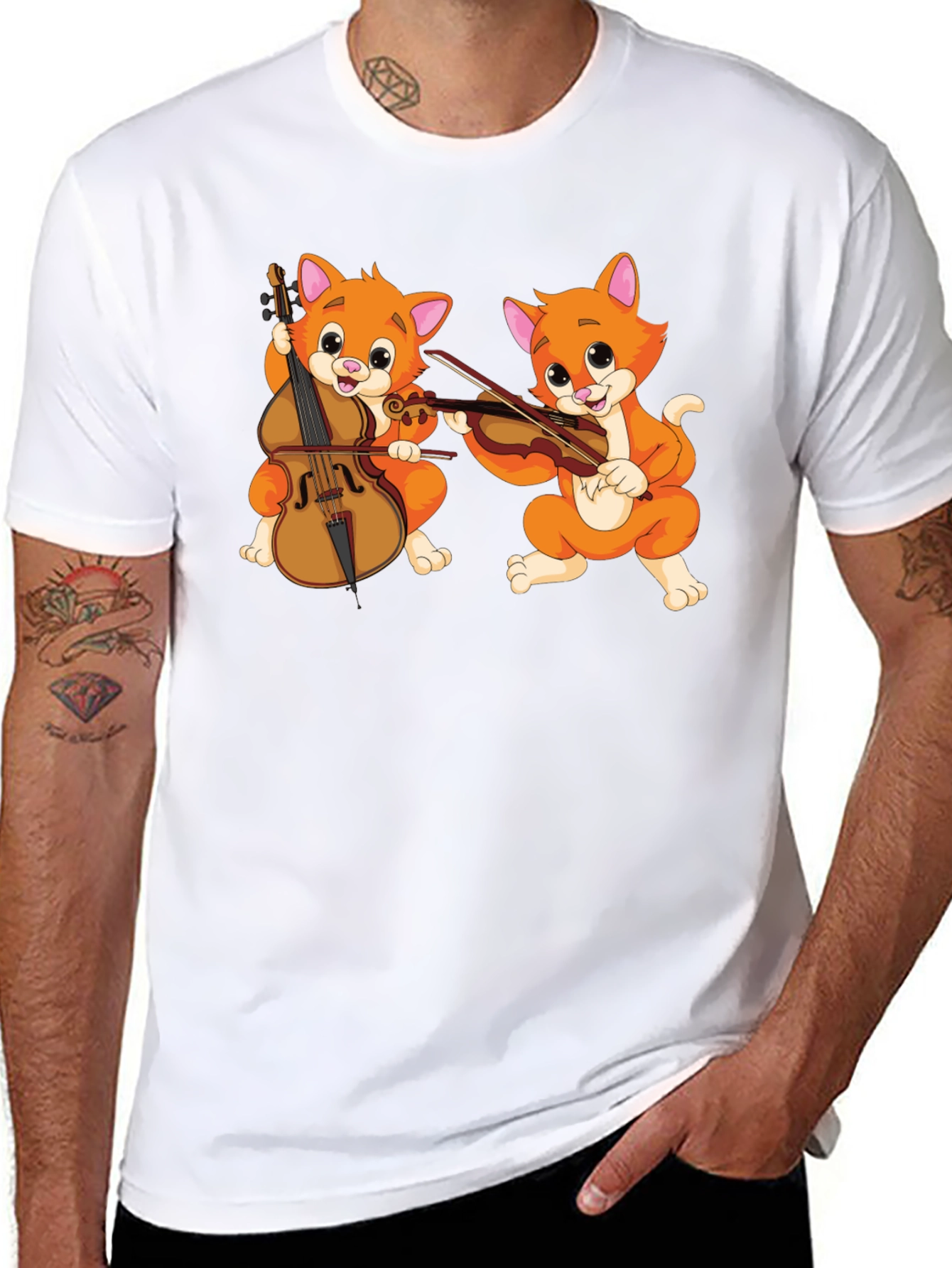 Musical Cats Black T-Shirt