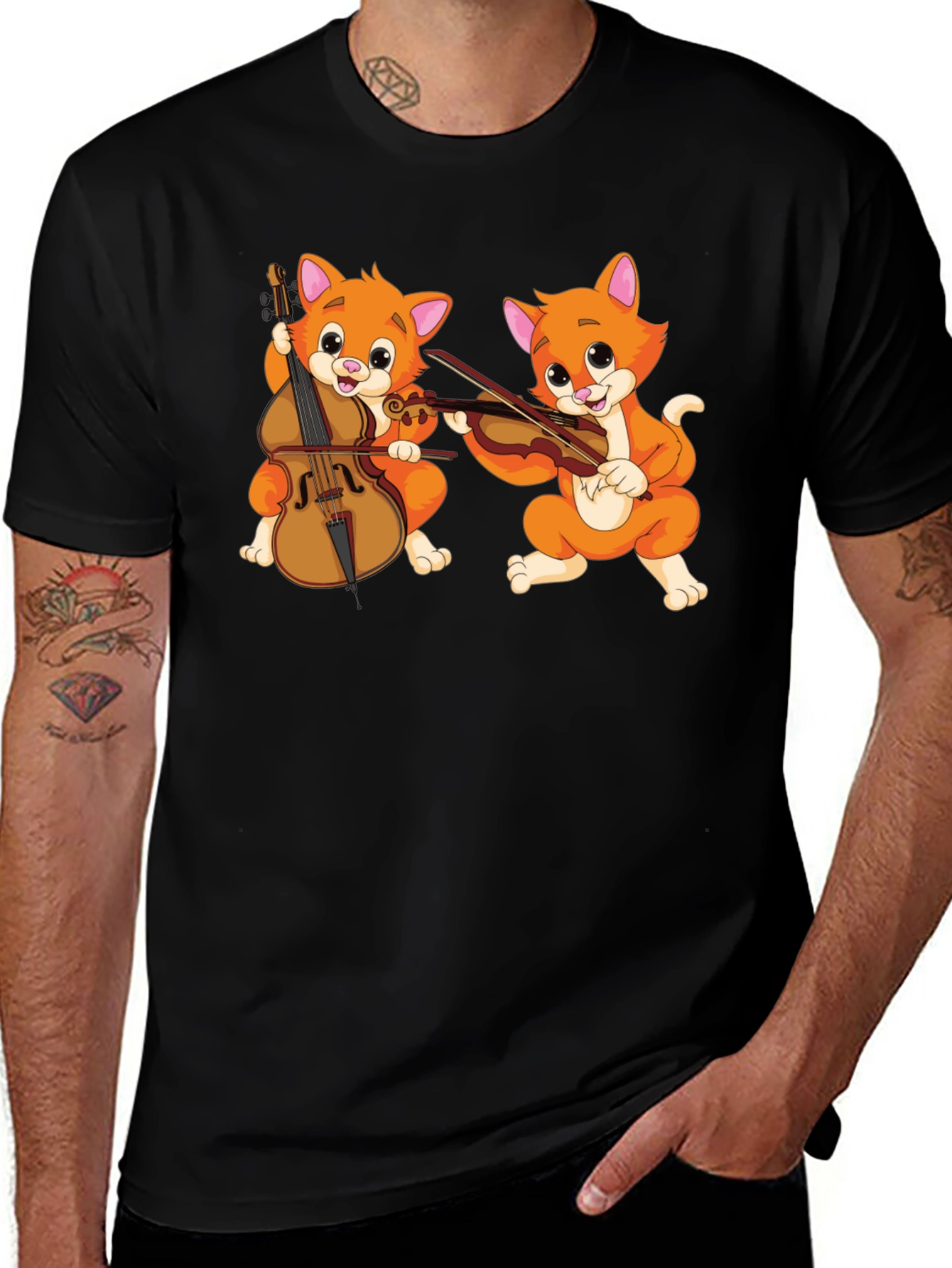 Musical Cats Black T-Shirt