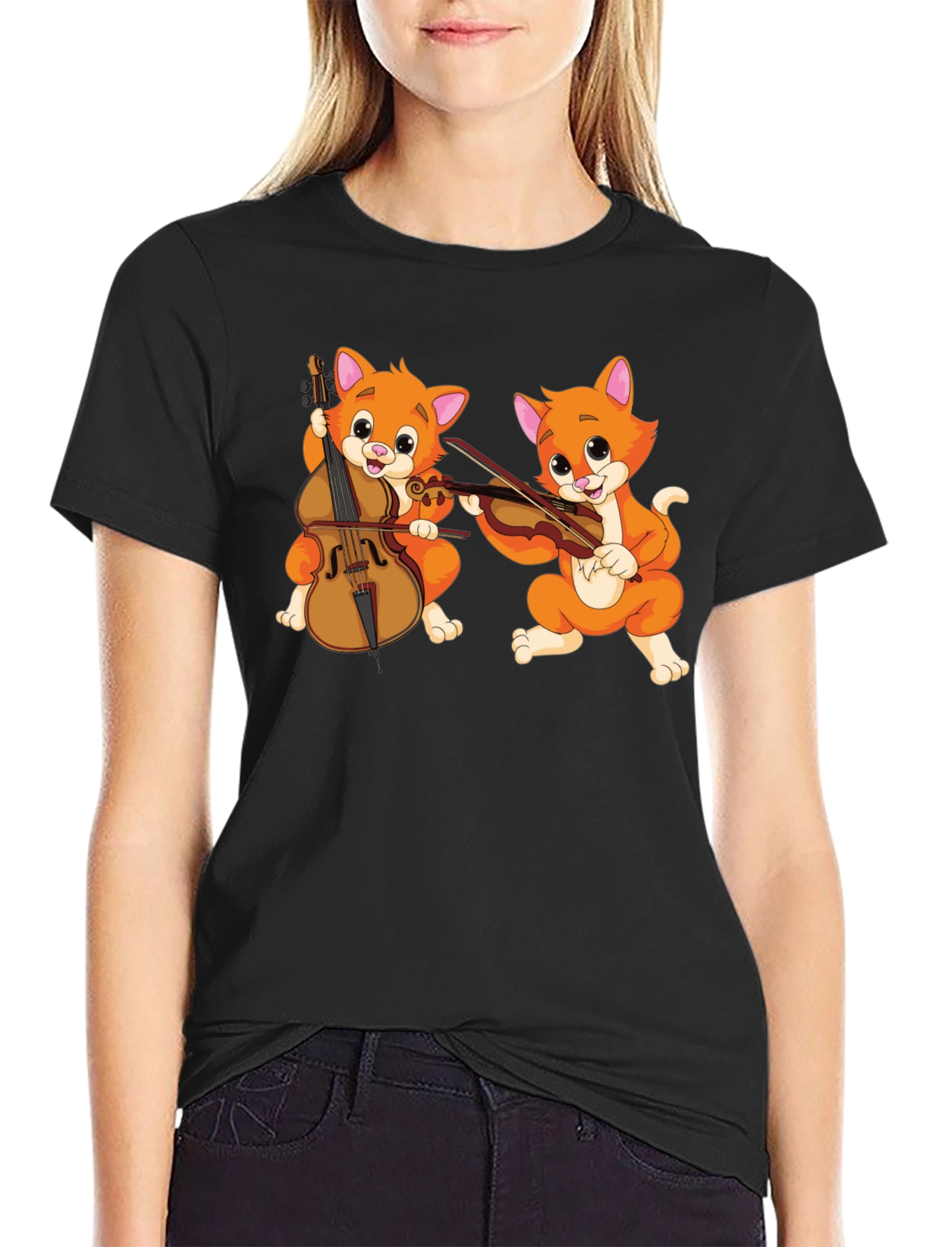 Musical Cats Black T-Shirt