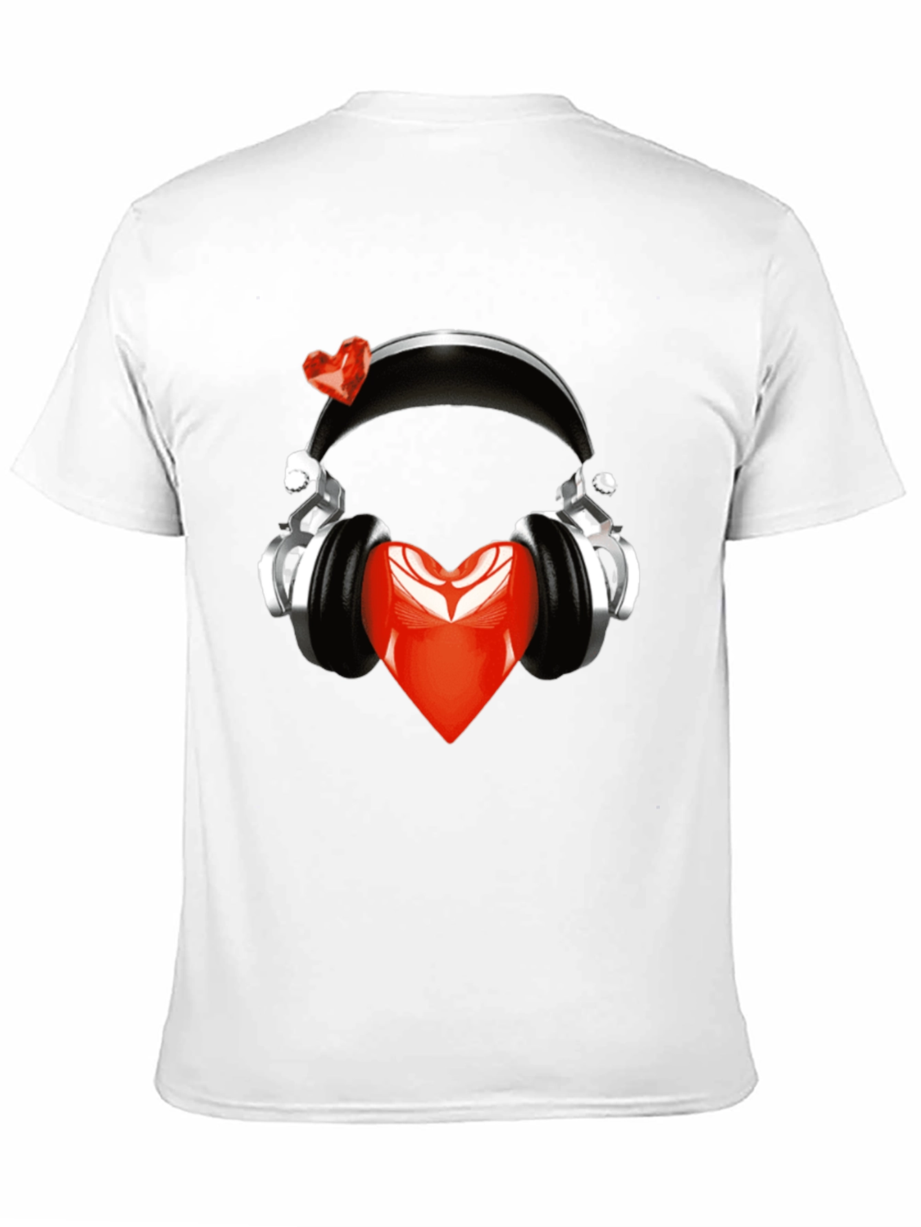 Heart Headphones Black T-Shirt - Music Lover Fashion