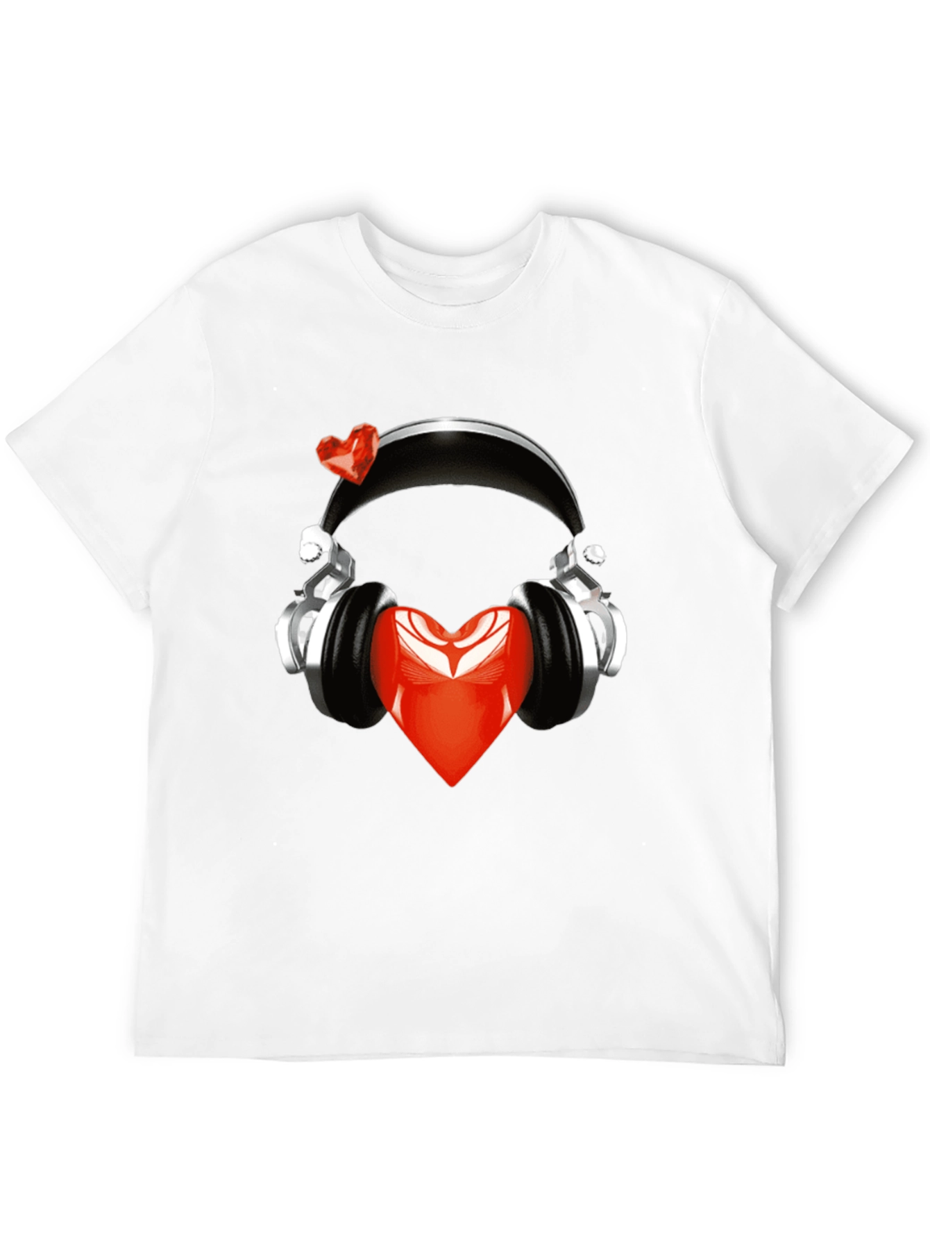 Heart Headphones Black T-Shirt - Music Lover Fashion