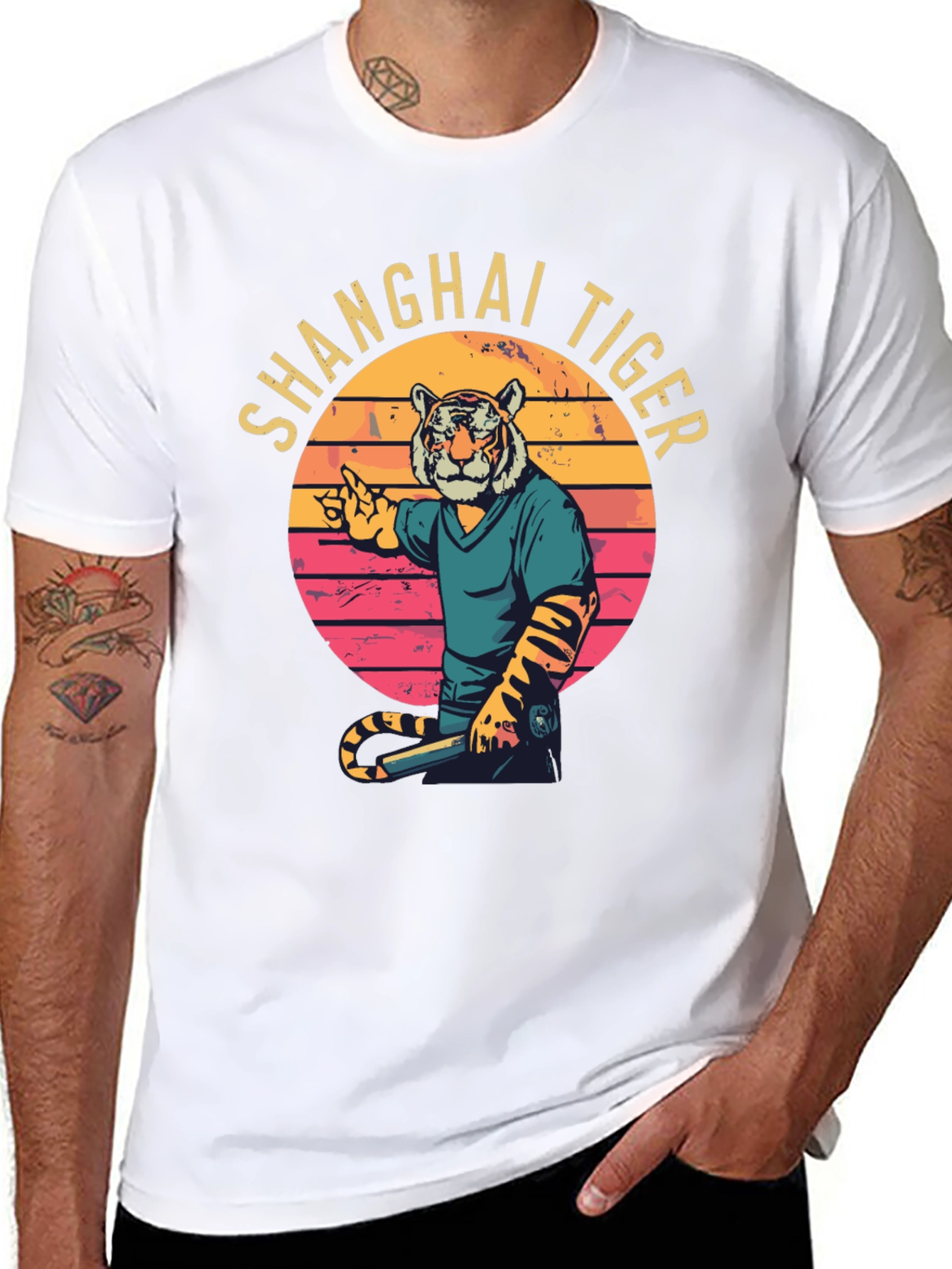 Shanghai Tiger Graphic Tee - Retro Style T-Shirt