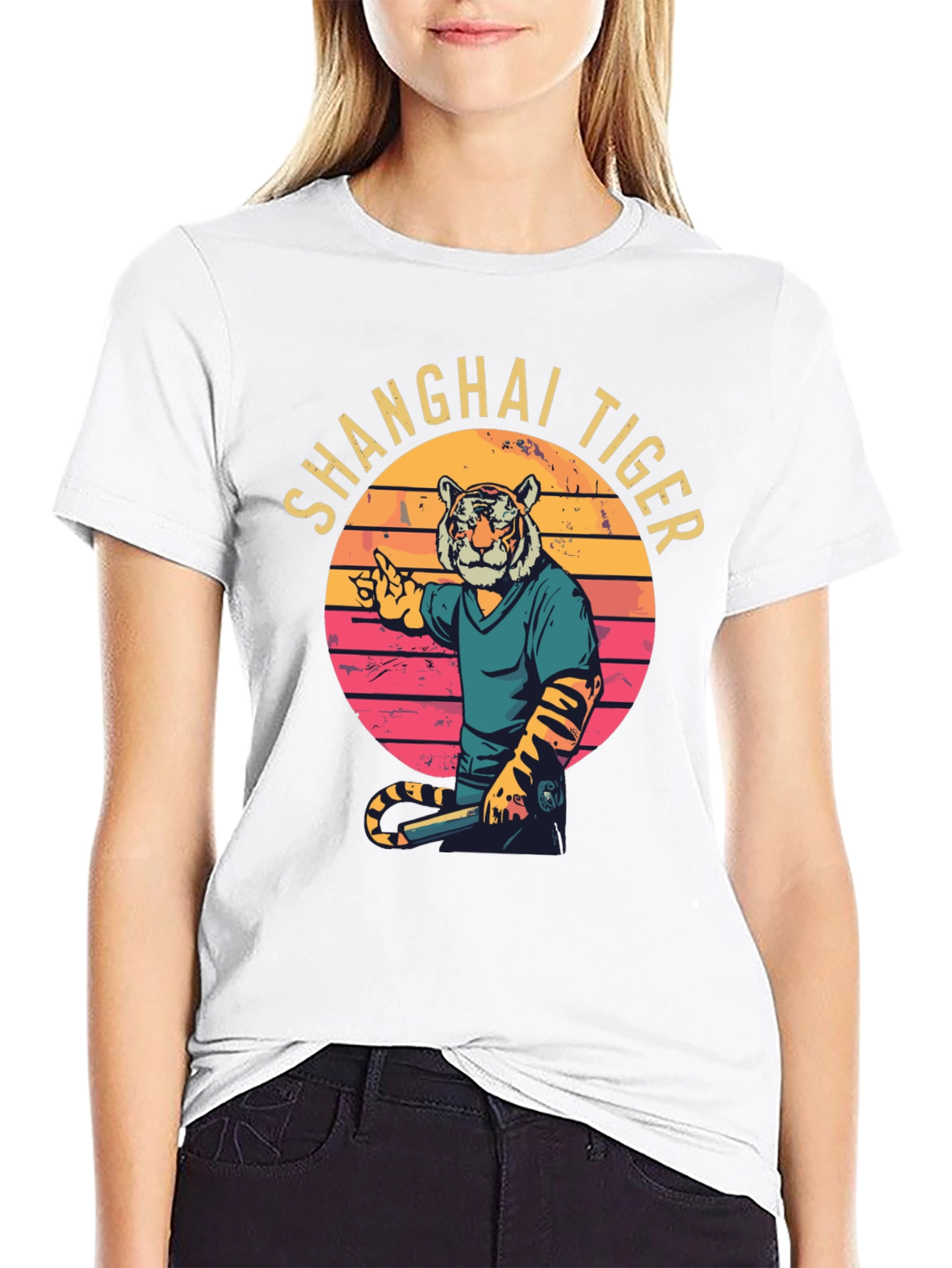 Shanghai Tiger Graphic Tee - Retro Style T-Shirt