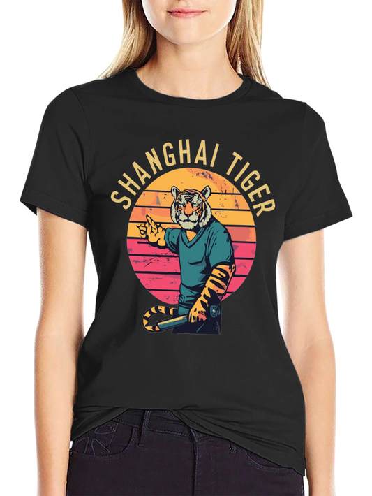 Shanghai Tiger Graphic Tee - Retro Style T-Shirt