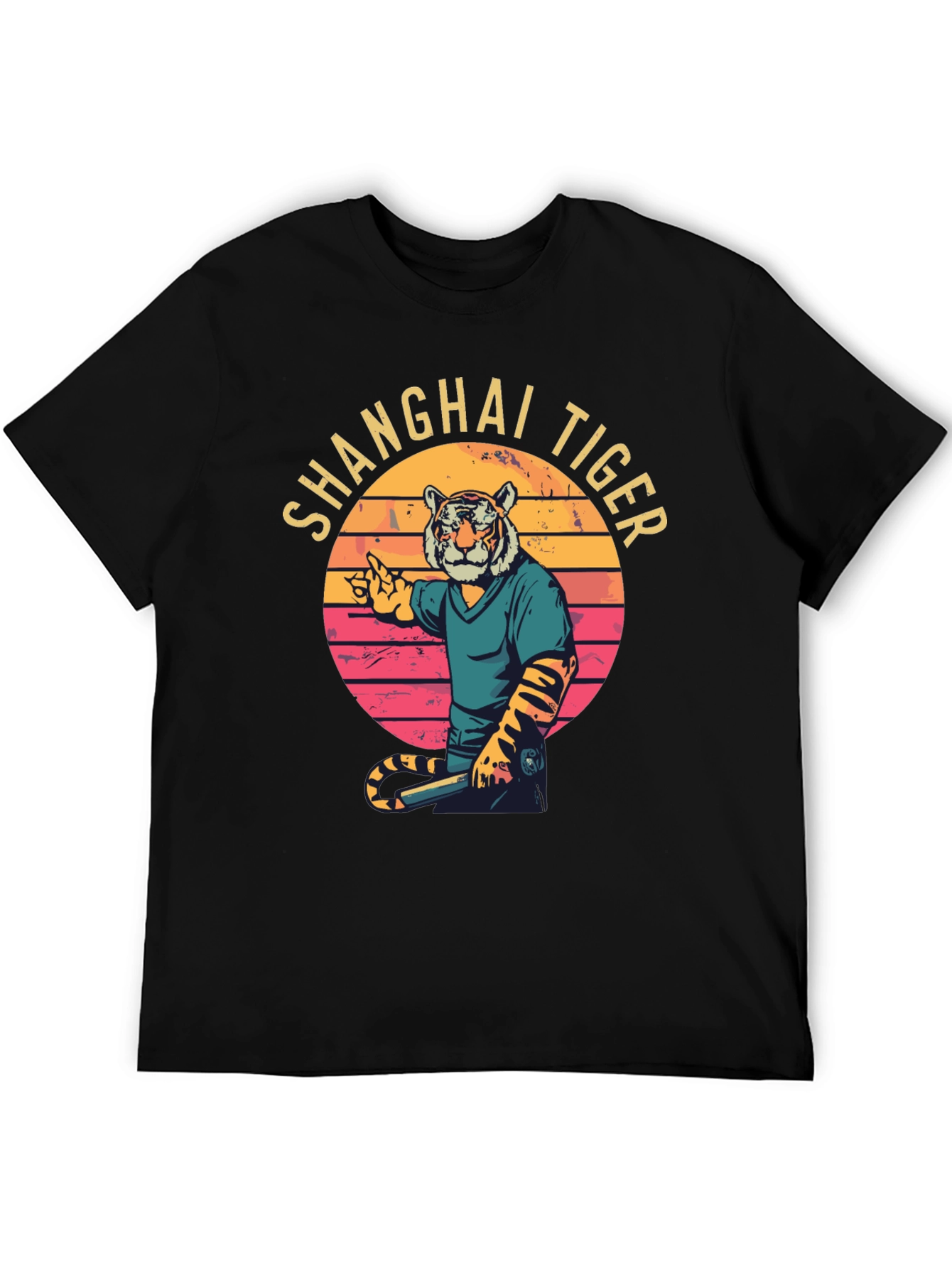 Shanghai Tiger Graphic Tee - Retro Style T-Shirt