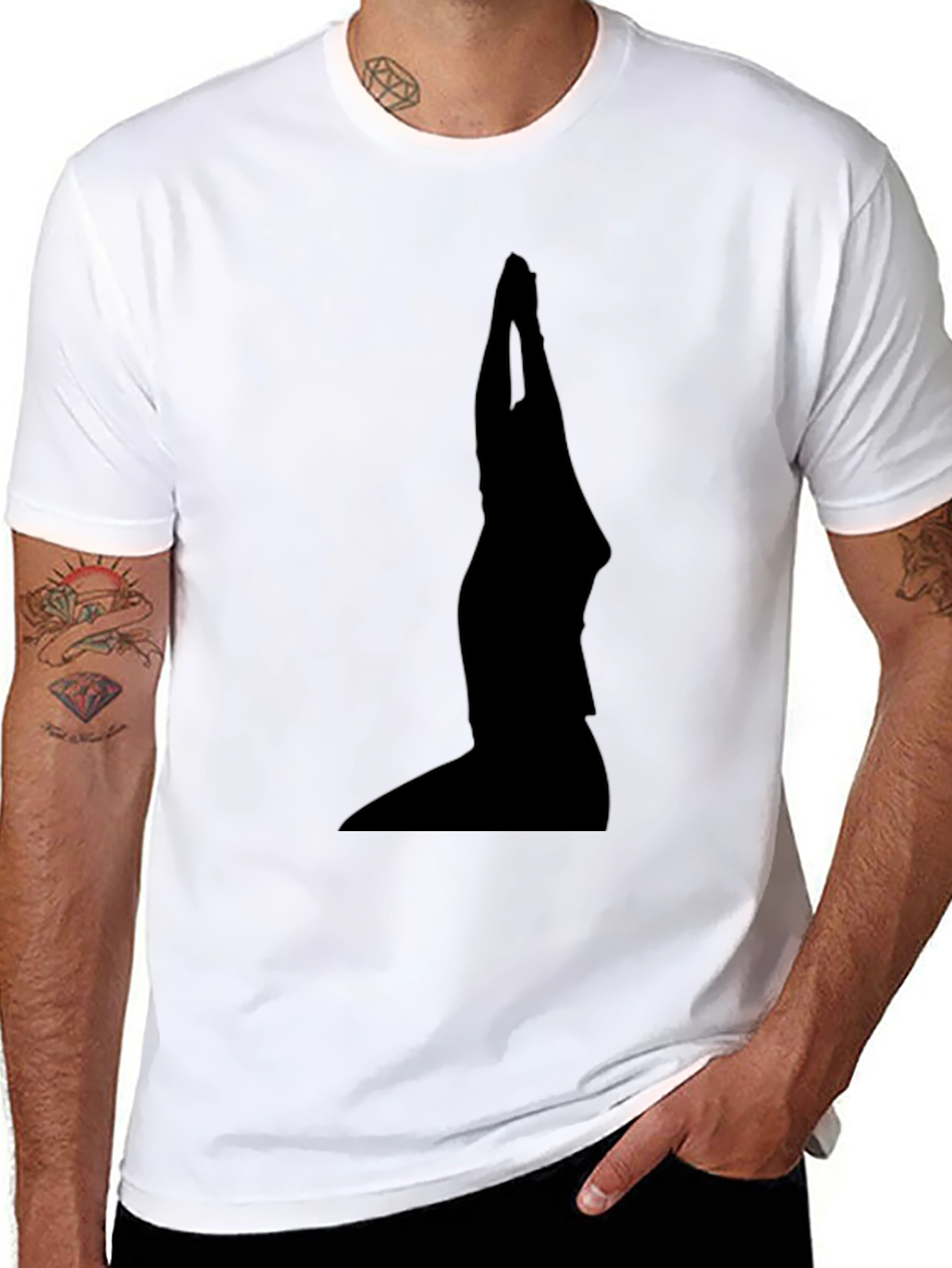 Black Yoga Silhouette T-Shirt - Meditative Style