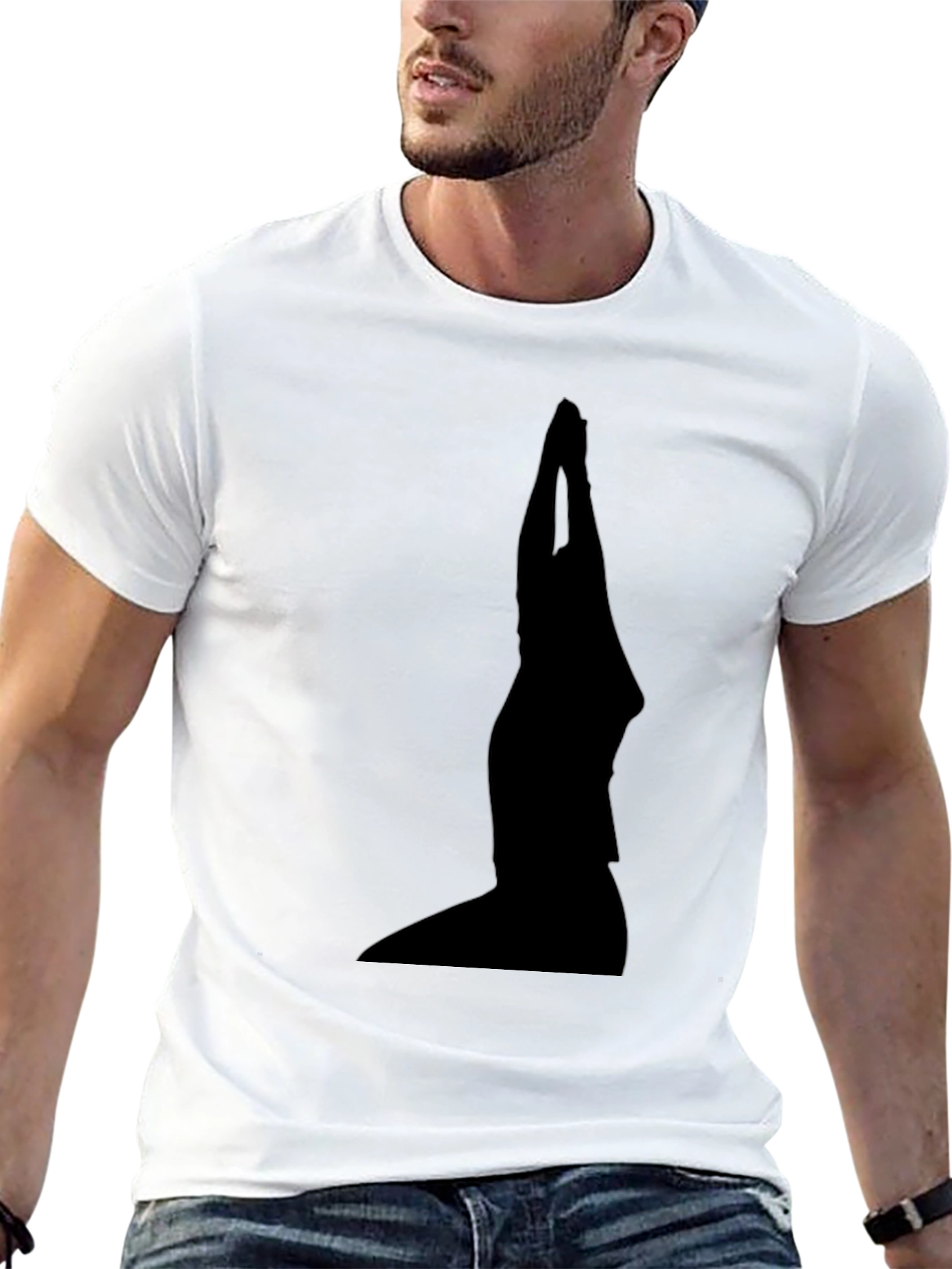 Black Yoga Silhouette T-Shirt - Meditative Style