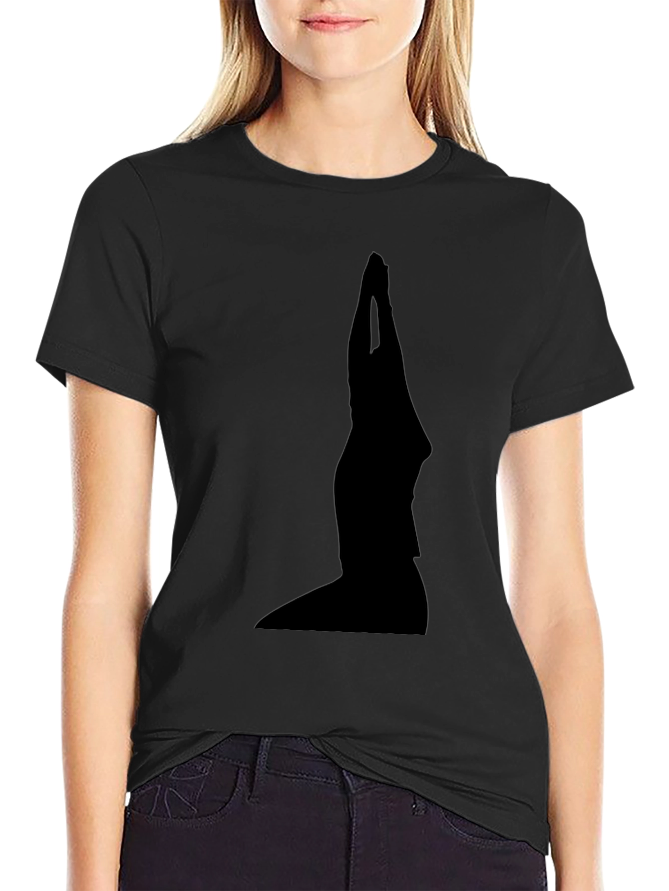 Black Yoga Silhouette T-Shirt - Meditative Style