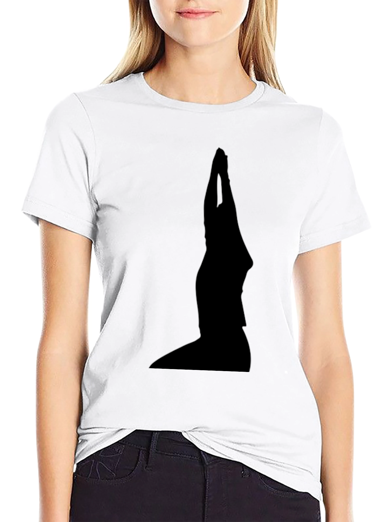 Black Yoga Silhouette T-Shirt - Meditative Style