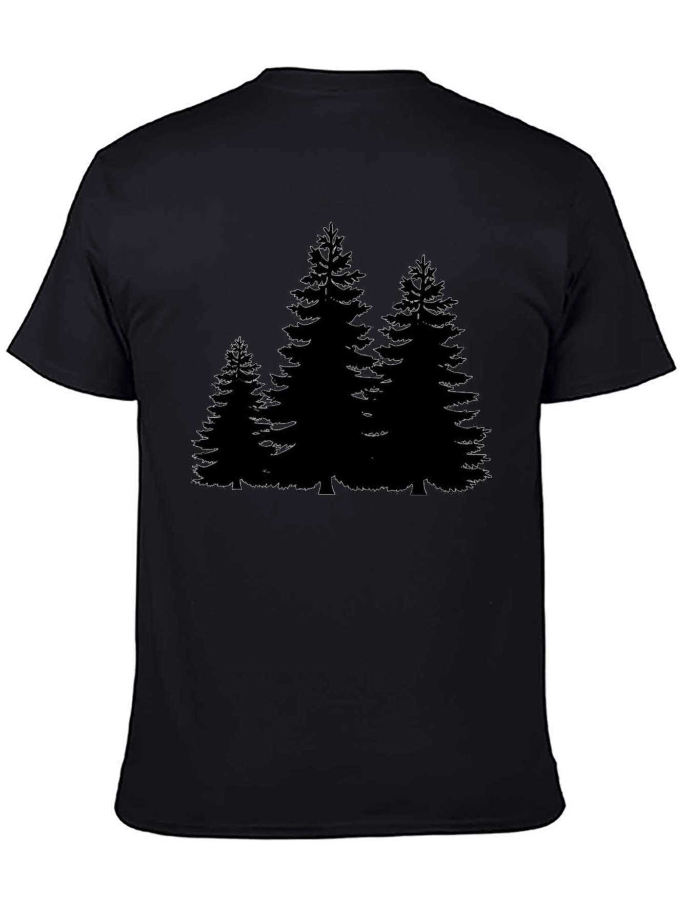Pine Trees Graphic Mens Black Tee
