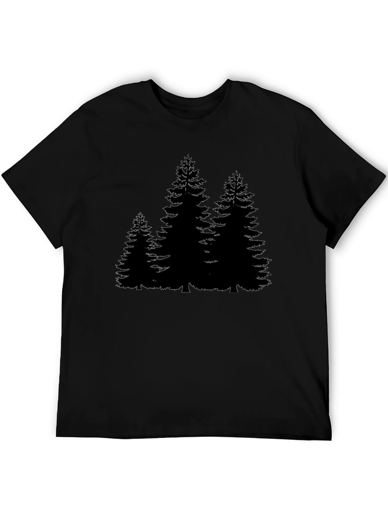 Pine Trees Graphic Mens Black Tee