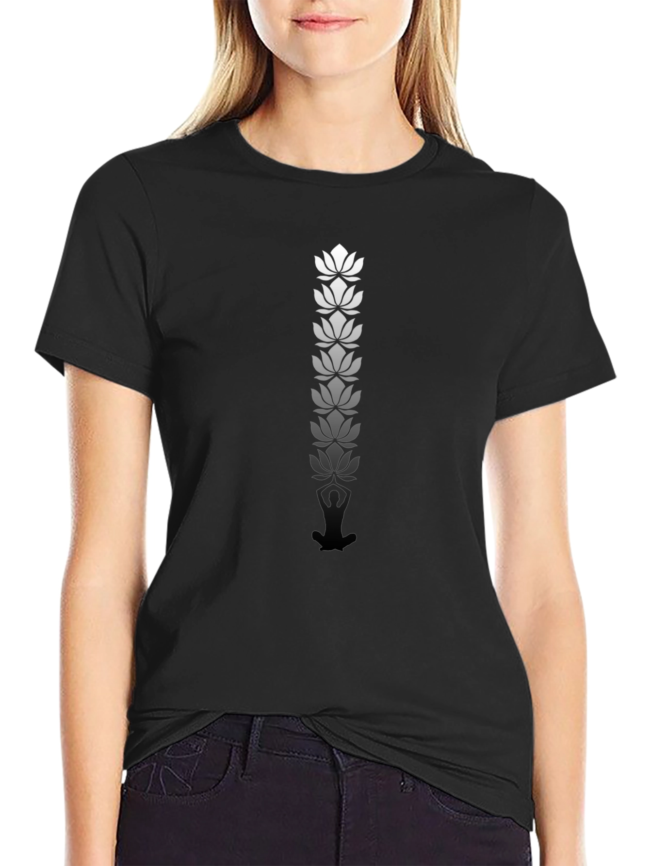 Lotus Flower Meditation T-Shirt - Black