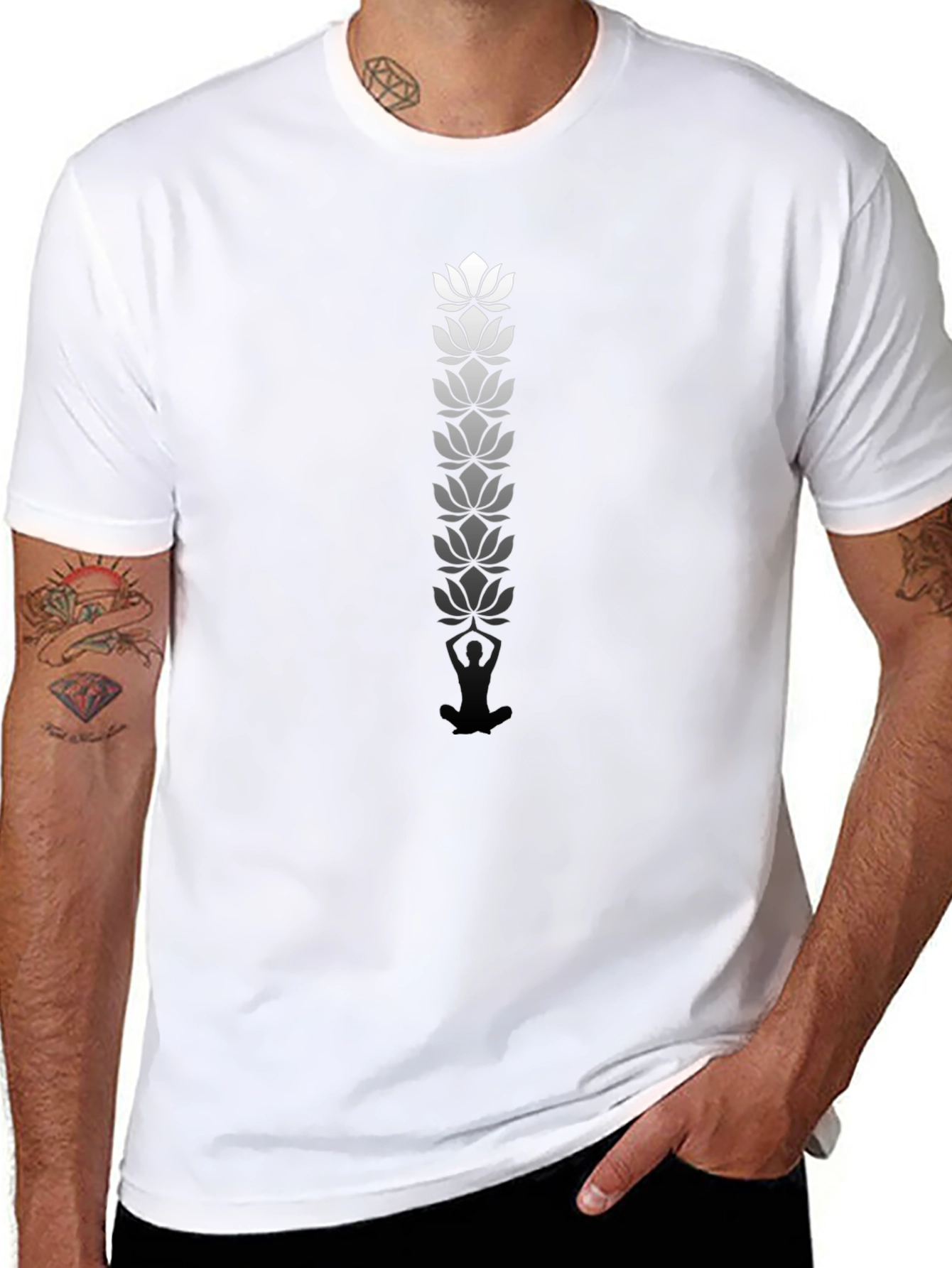 Lotus Flower Meditation T-Shirt - Black