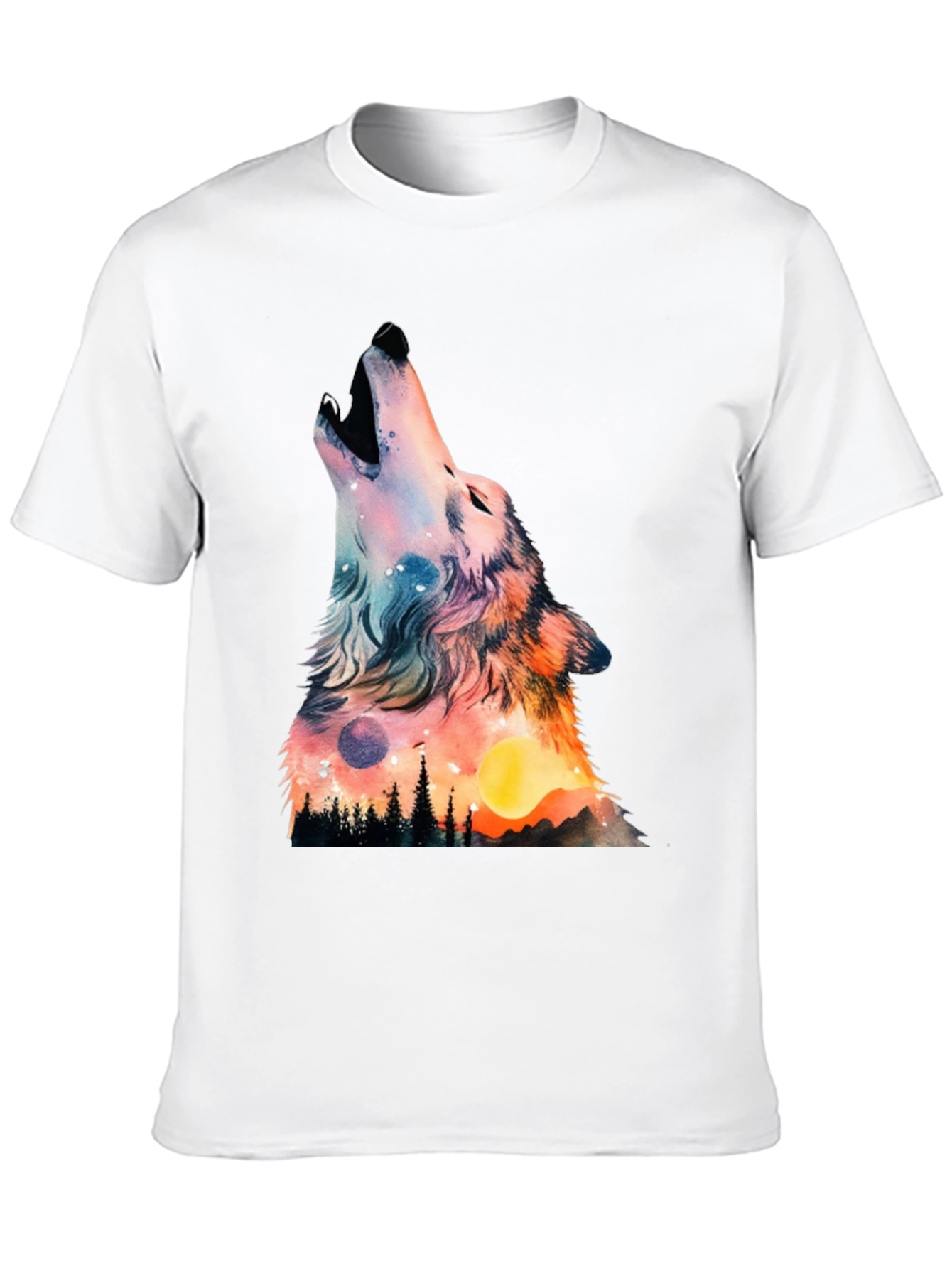 Wolf Galaxy Graphic Print Black T-Shirt
