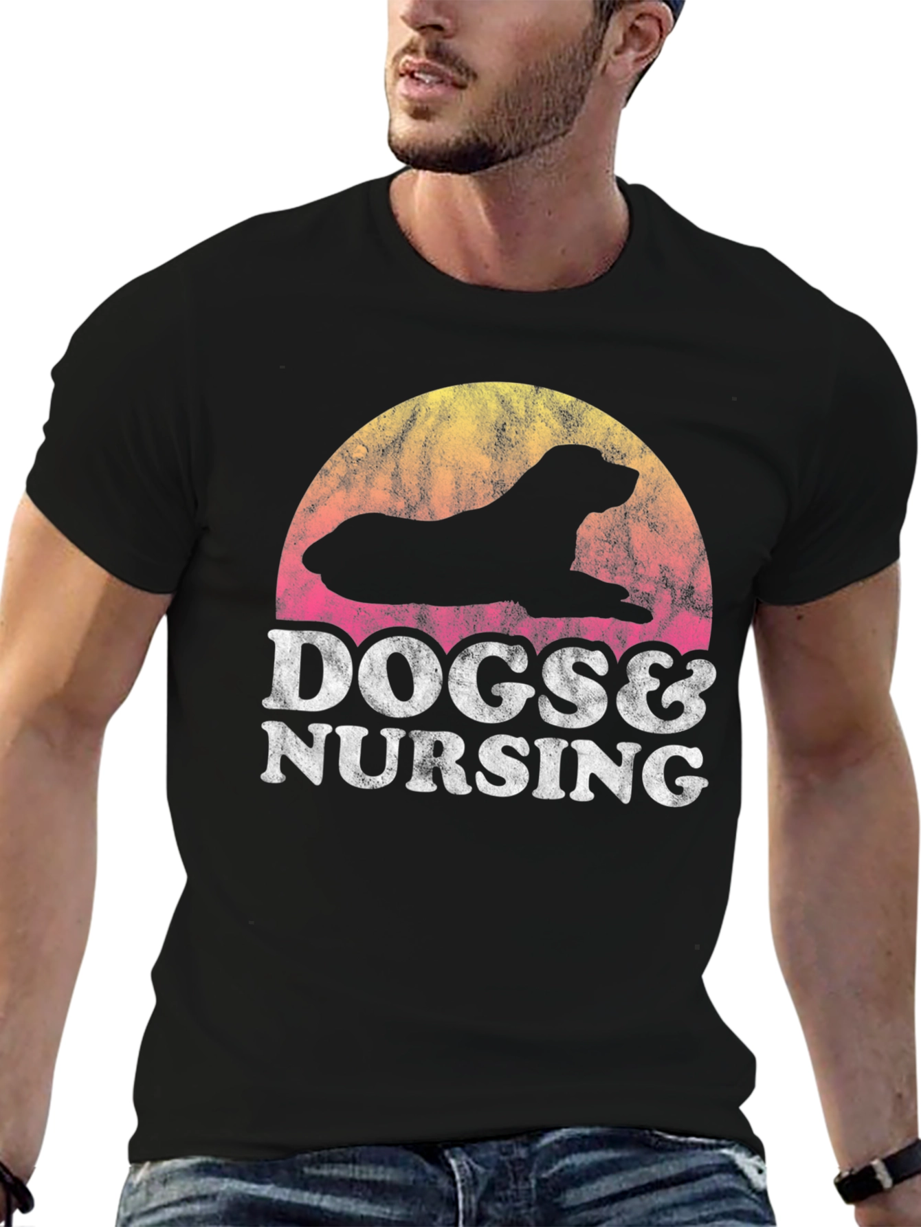 Dogs & Nursing Graphic Tee - Black