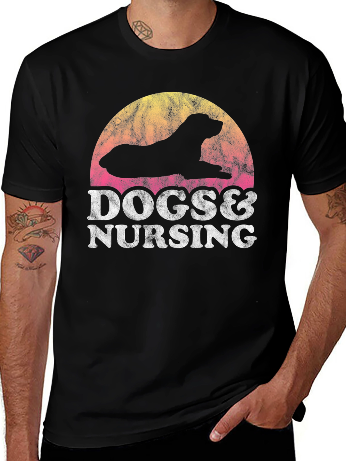 Dogs & Nursing Graphic Tee - Black
