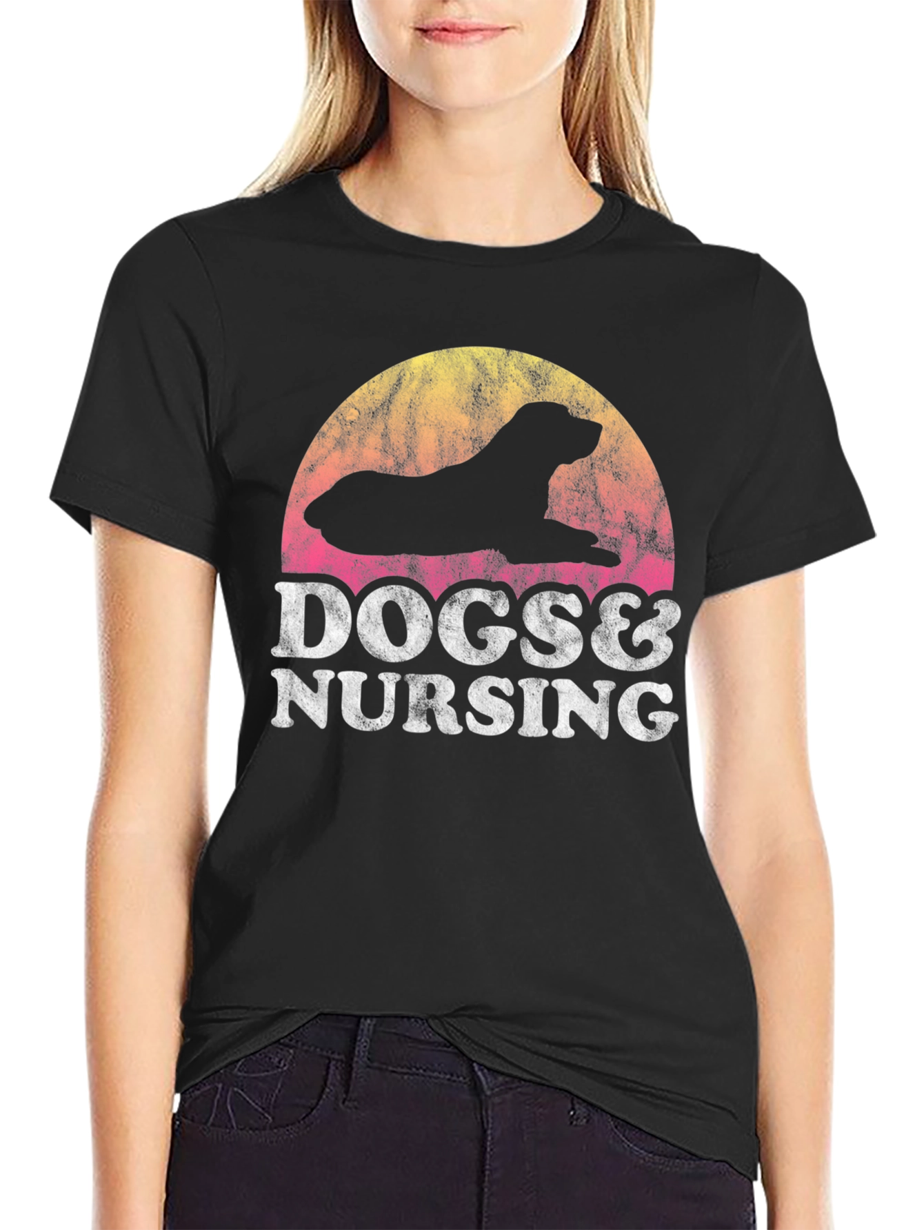 Dogs & Nursing Graphic Tee - Black