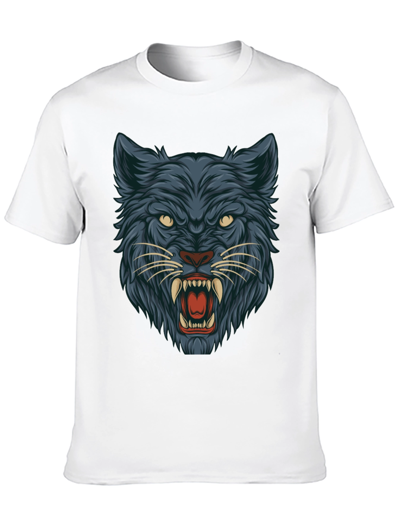 Black T-Shirt with Wolf Graphic
