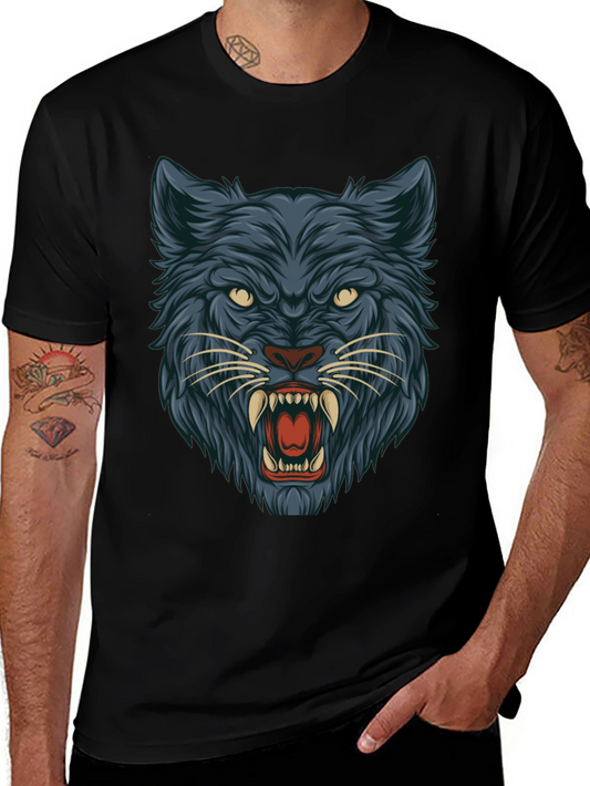 Black T-Shirt with Wolf Graphic