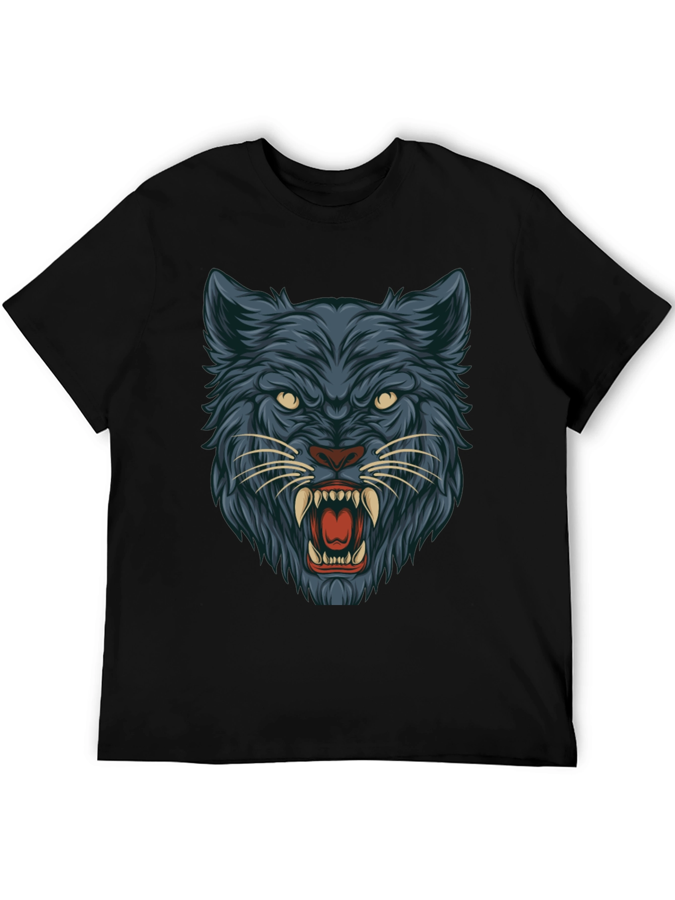 Black T-Shirt with Wolf Graphic