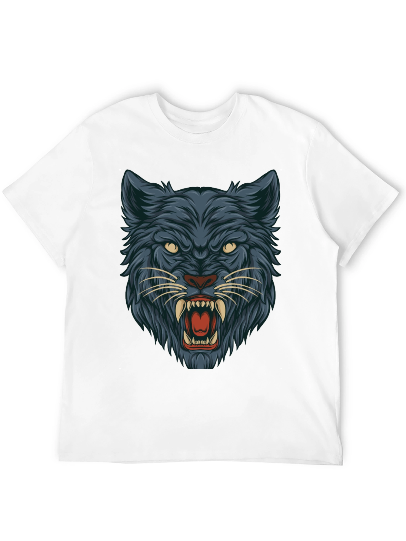 Black T-Shirt with Wolf Graphic