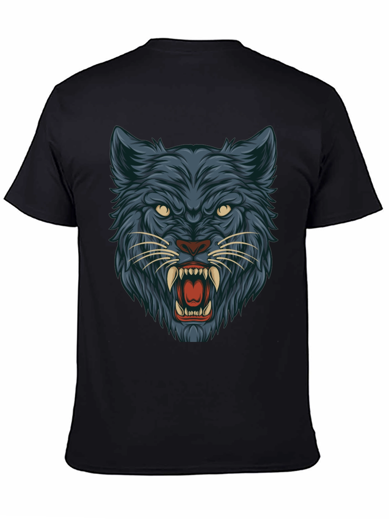 Black T-Shirt with Wolf Graphic