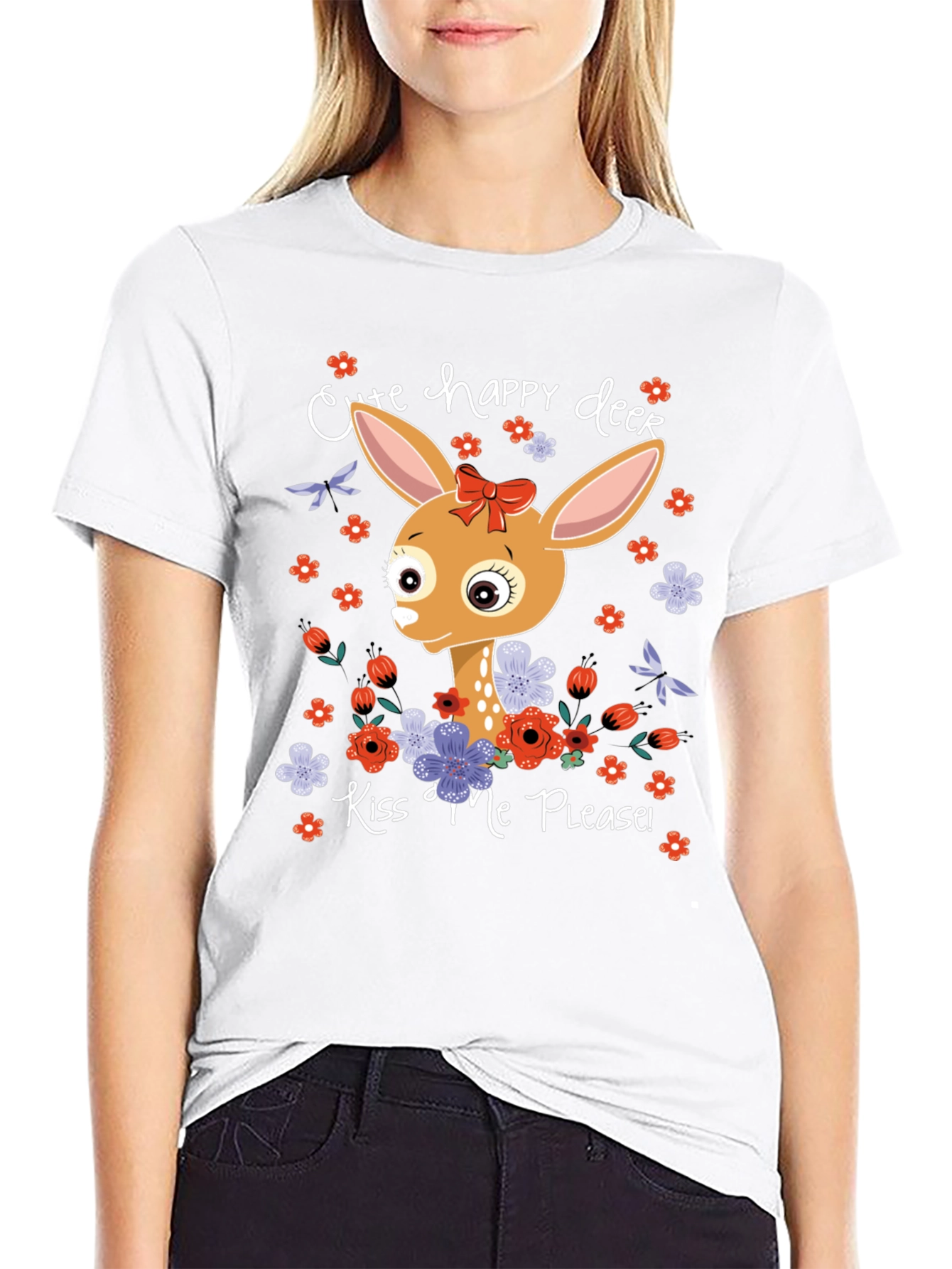 Cute Happy Deer Graphic Tee