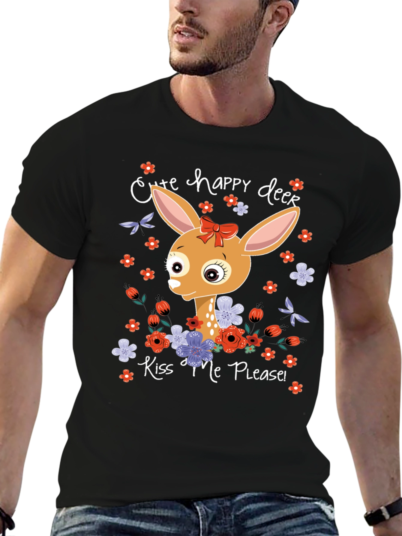 Cute Happy Deer Graphic Tee