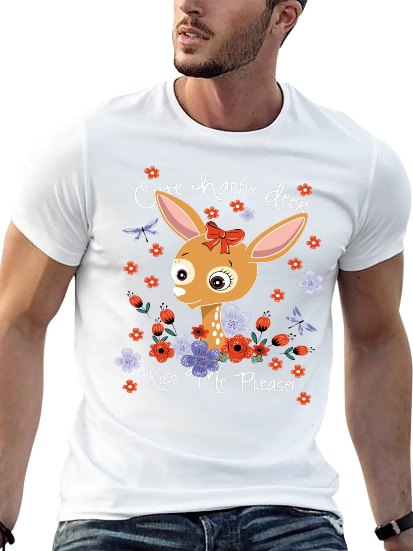 Cute Happy Deer Graphic Tee