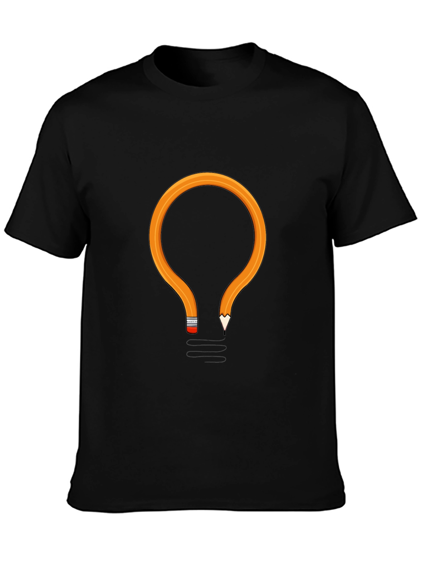 Pencil Lightbulb Graphic Tee - Black Cotton T-Shirt