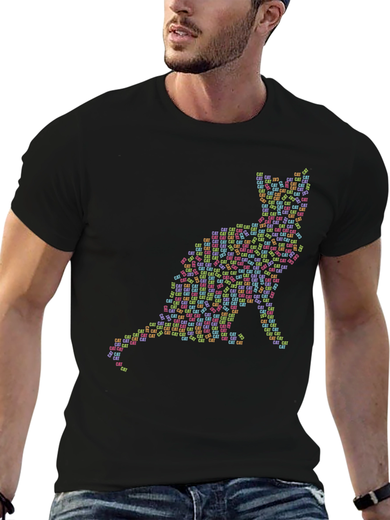 Cat Word Art Graphic T-Shirt