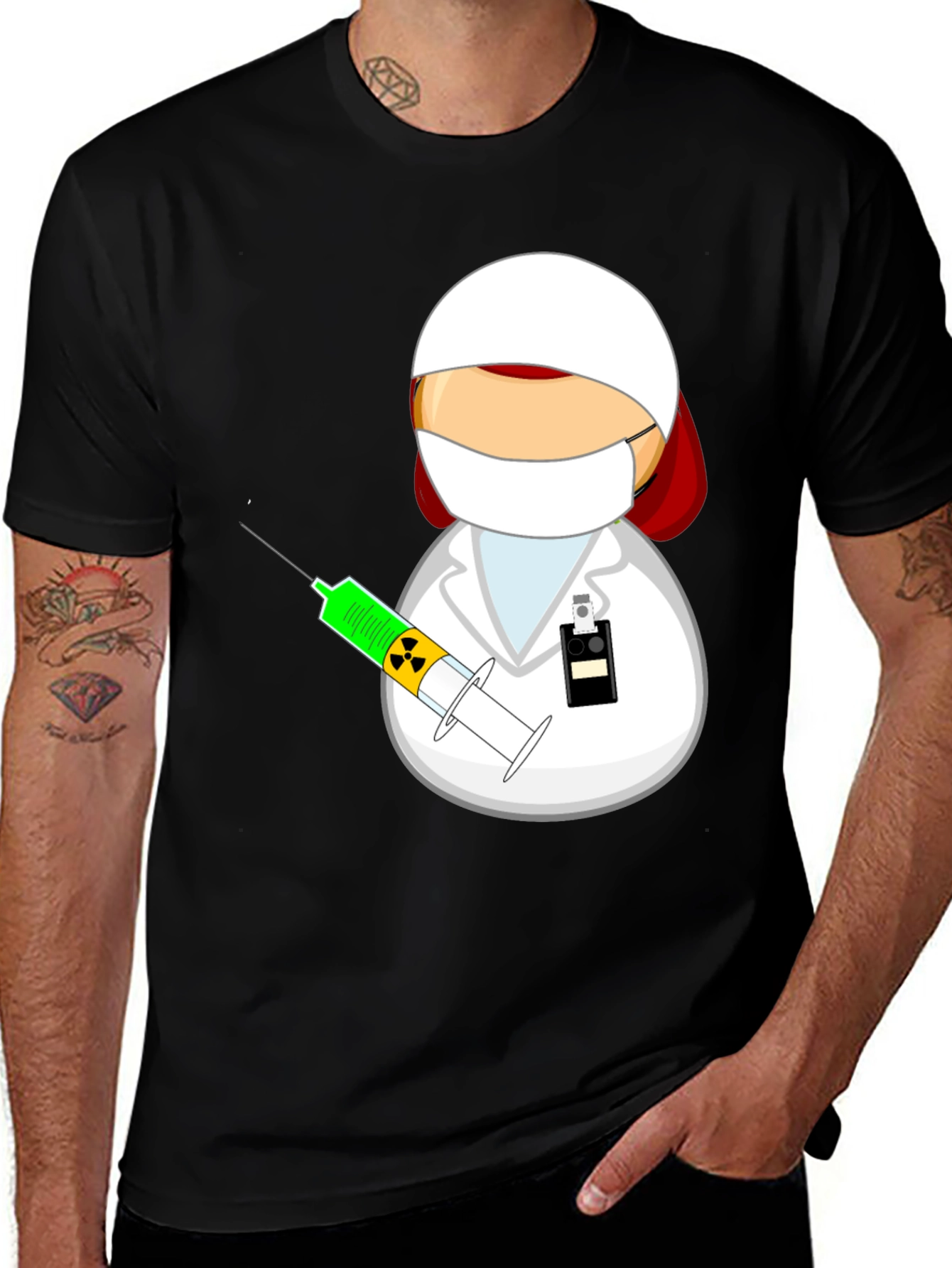 Cartoon Doctor Graphic T-Shirt - Novelty Tee