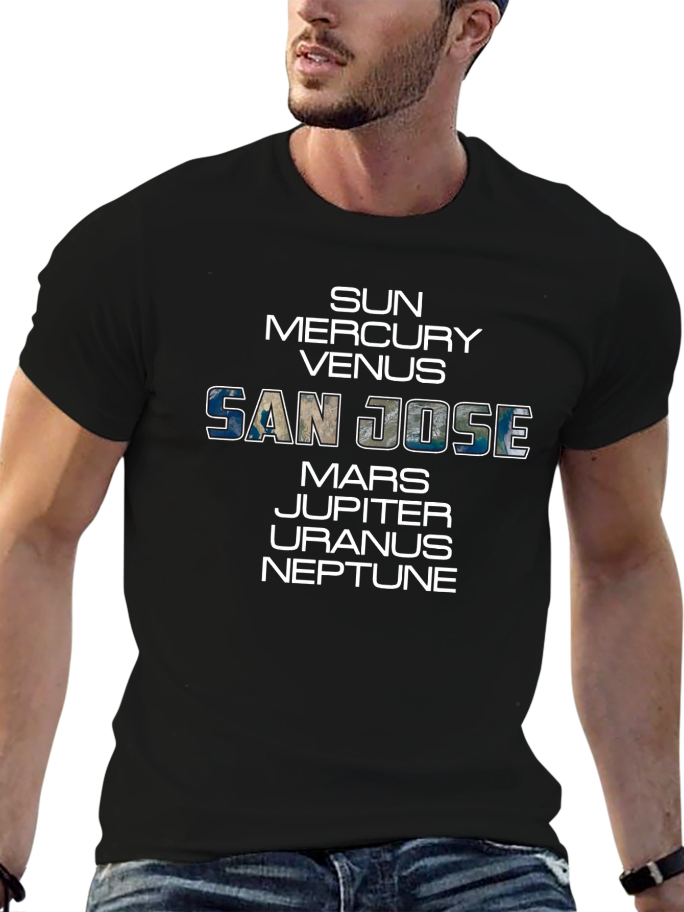 Planets & San Jose Black T-Shirt