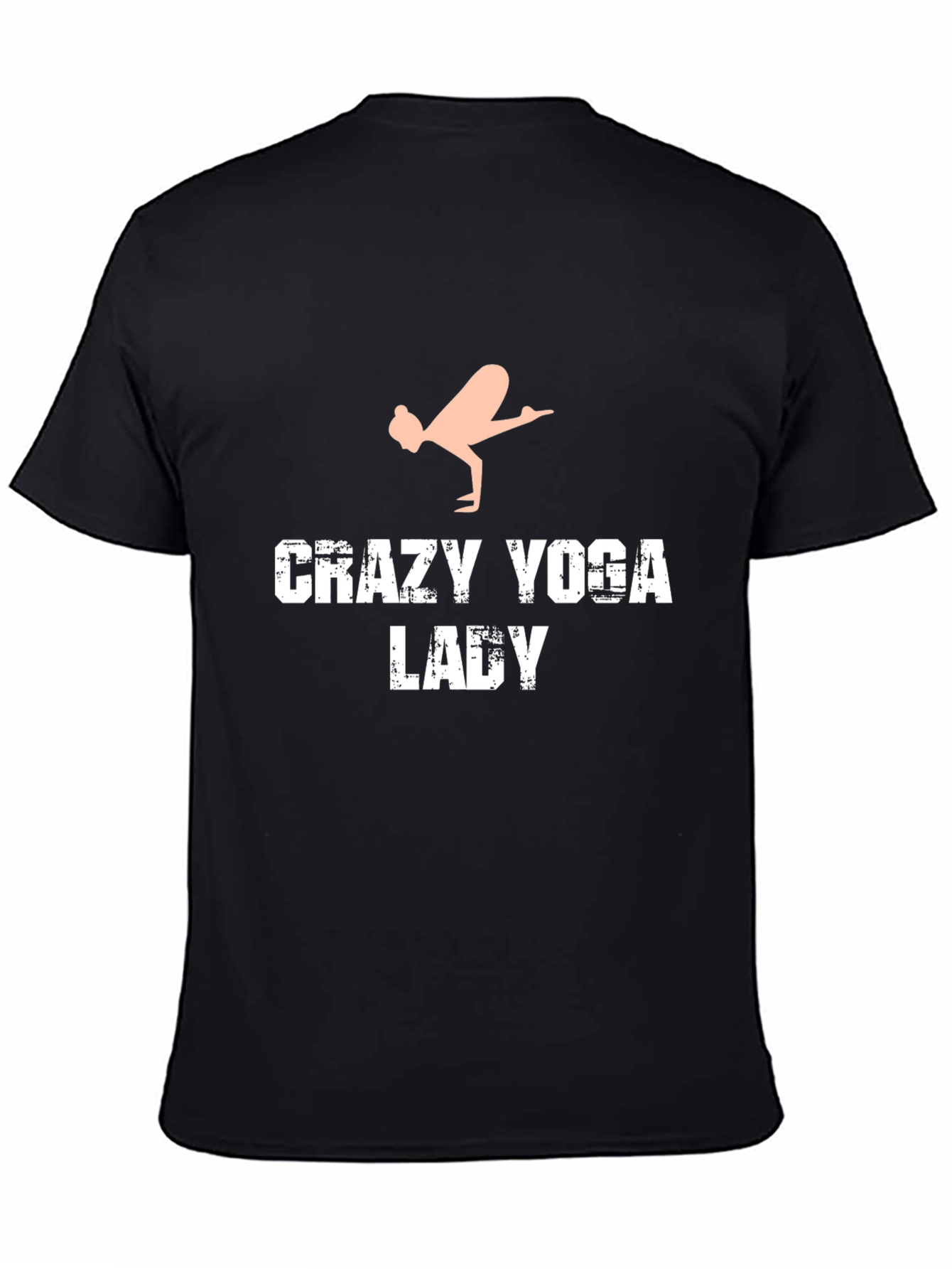 Crazy Yoga Lady Graphic Tee - Black Cotton T-Shirt