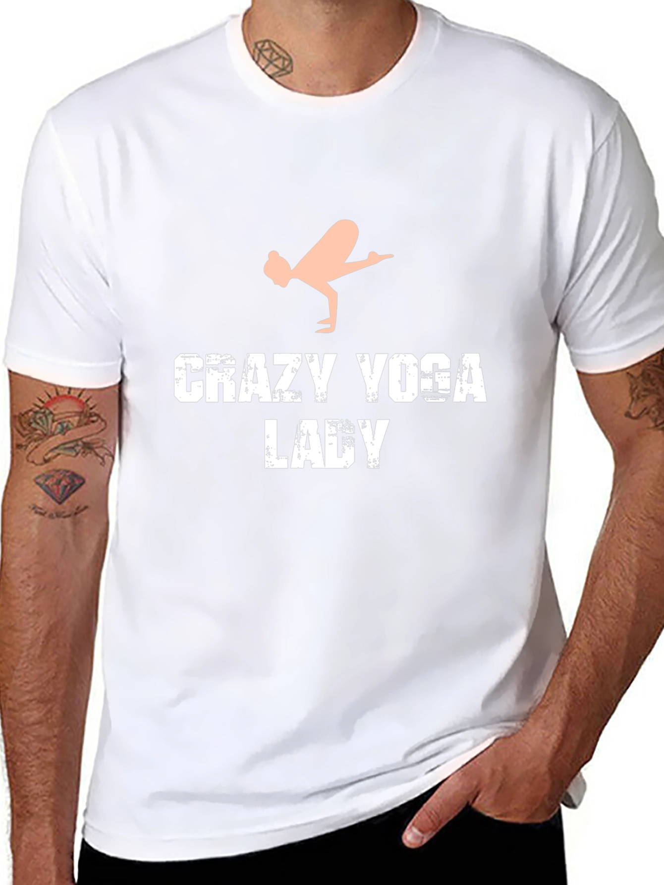 Crazy Yoga Lady Graphic Tee - Black Cotton T-Shirt
