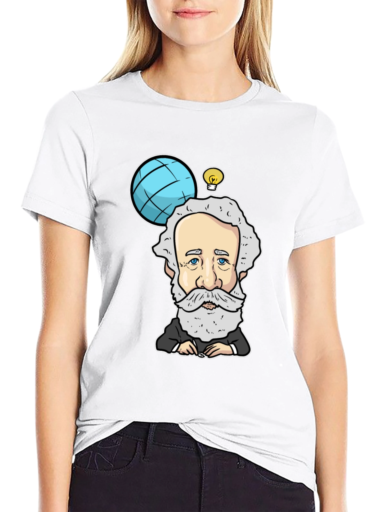 Cartoon Scientist Graphic Black T-Shirt