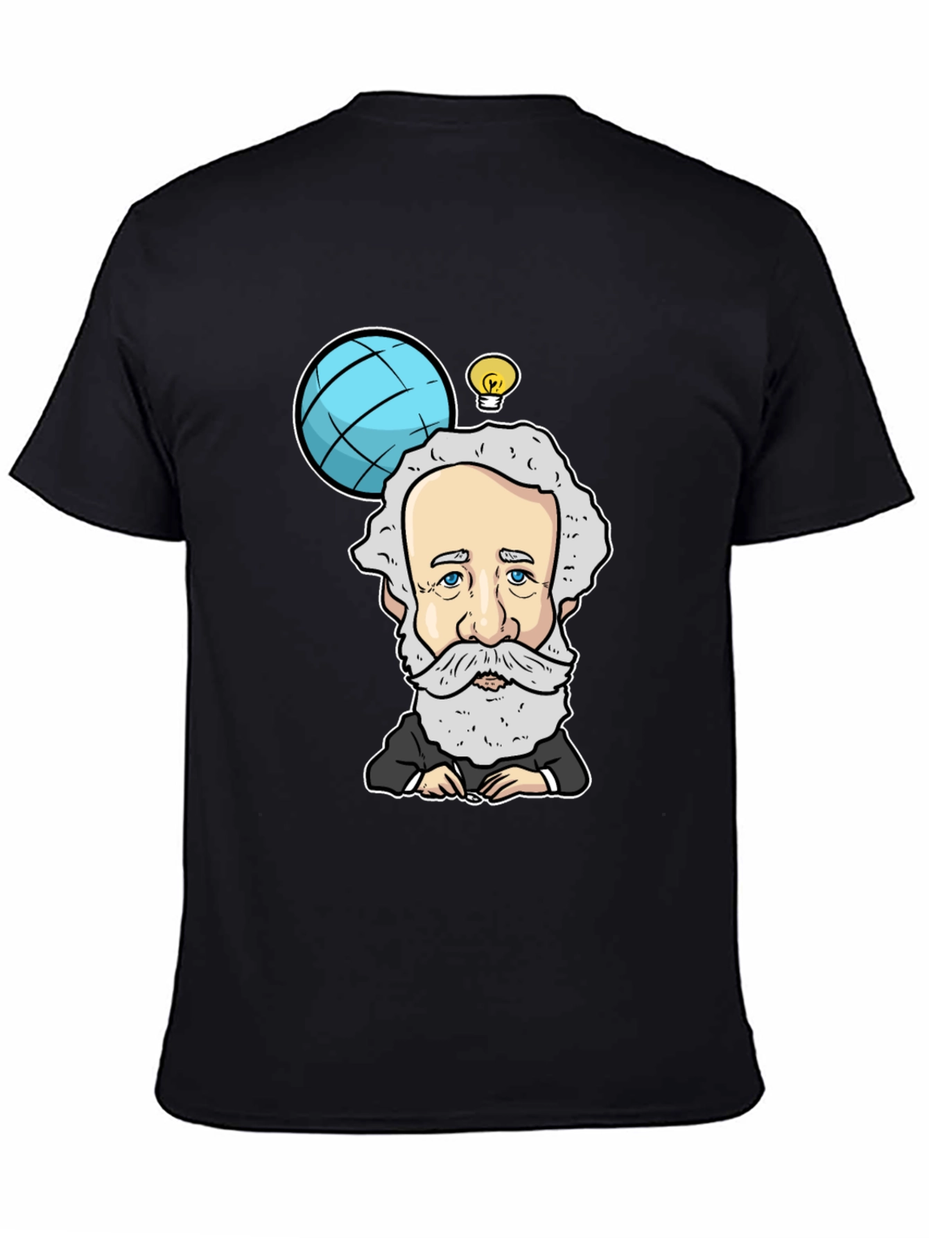 Cartoon Scientist Graphic Black T-Shirt