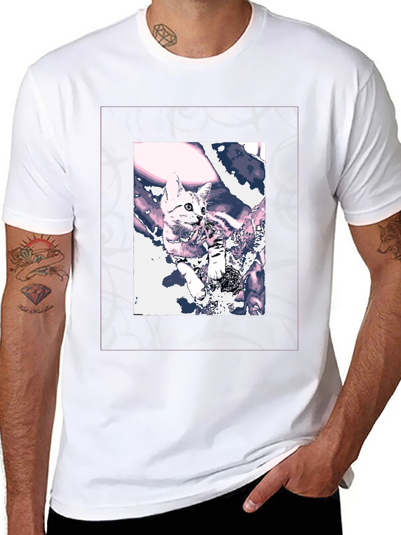 Cool Cat Graphic Tee - Black Cotton Blend