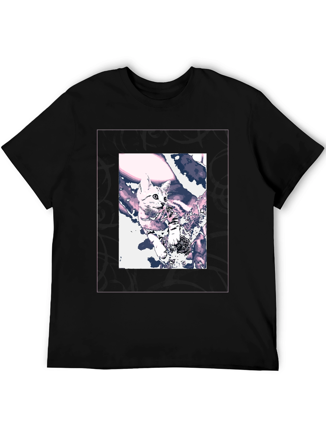 Cool Cat Graphic Tee - Black Cotton Blend