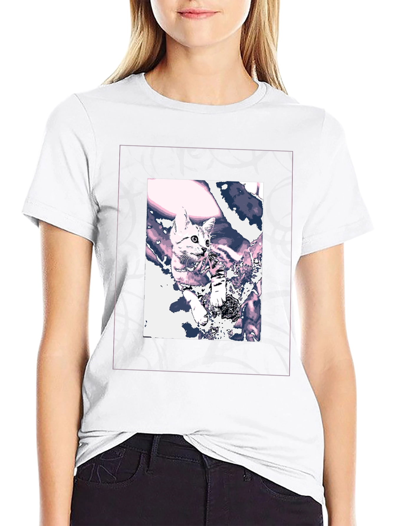 Cool Cat Graphic Tee - Black Cotton Blend