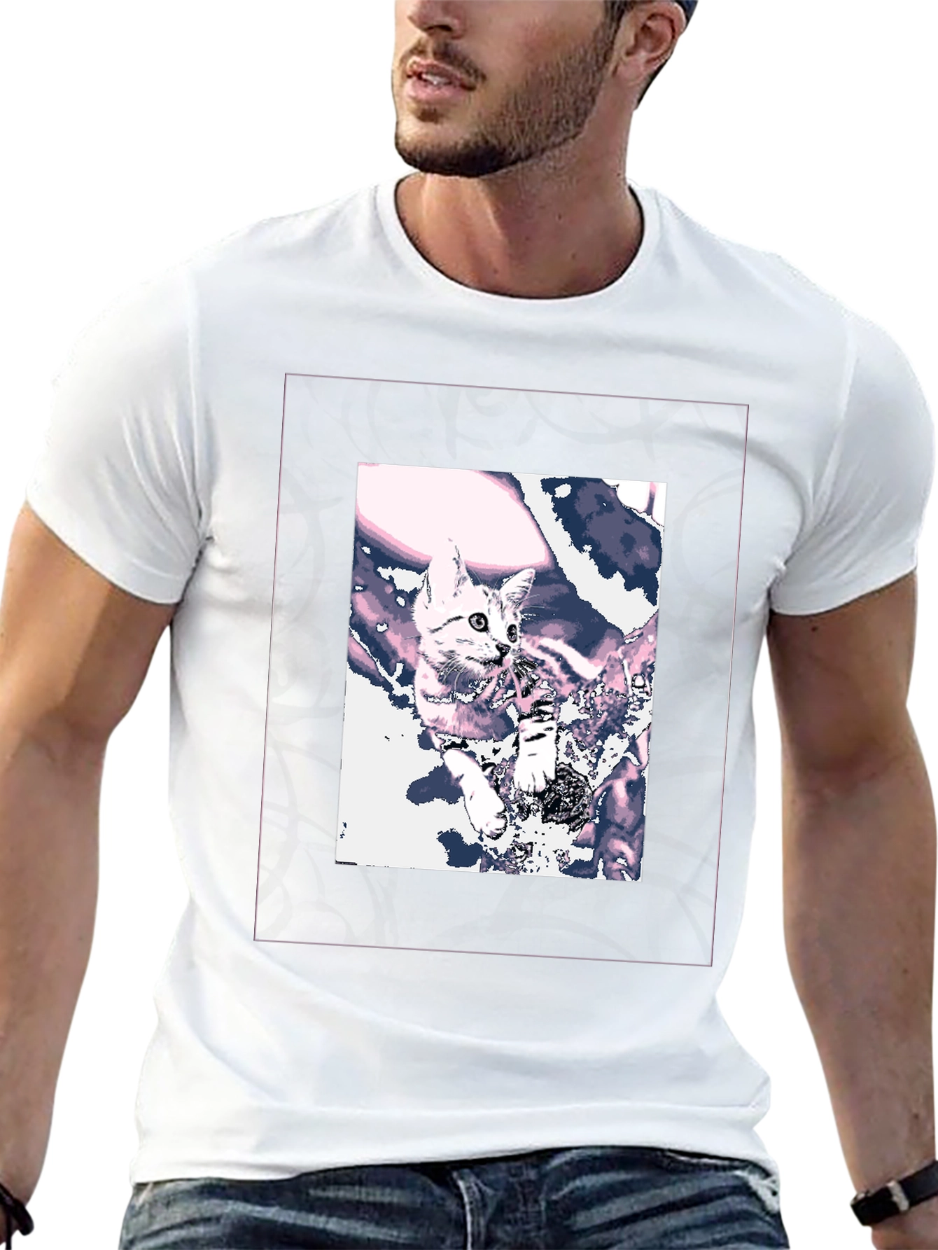 Cool Cat Graphic Tee - Black Cotton Blend