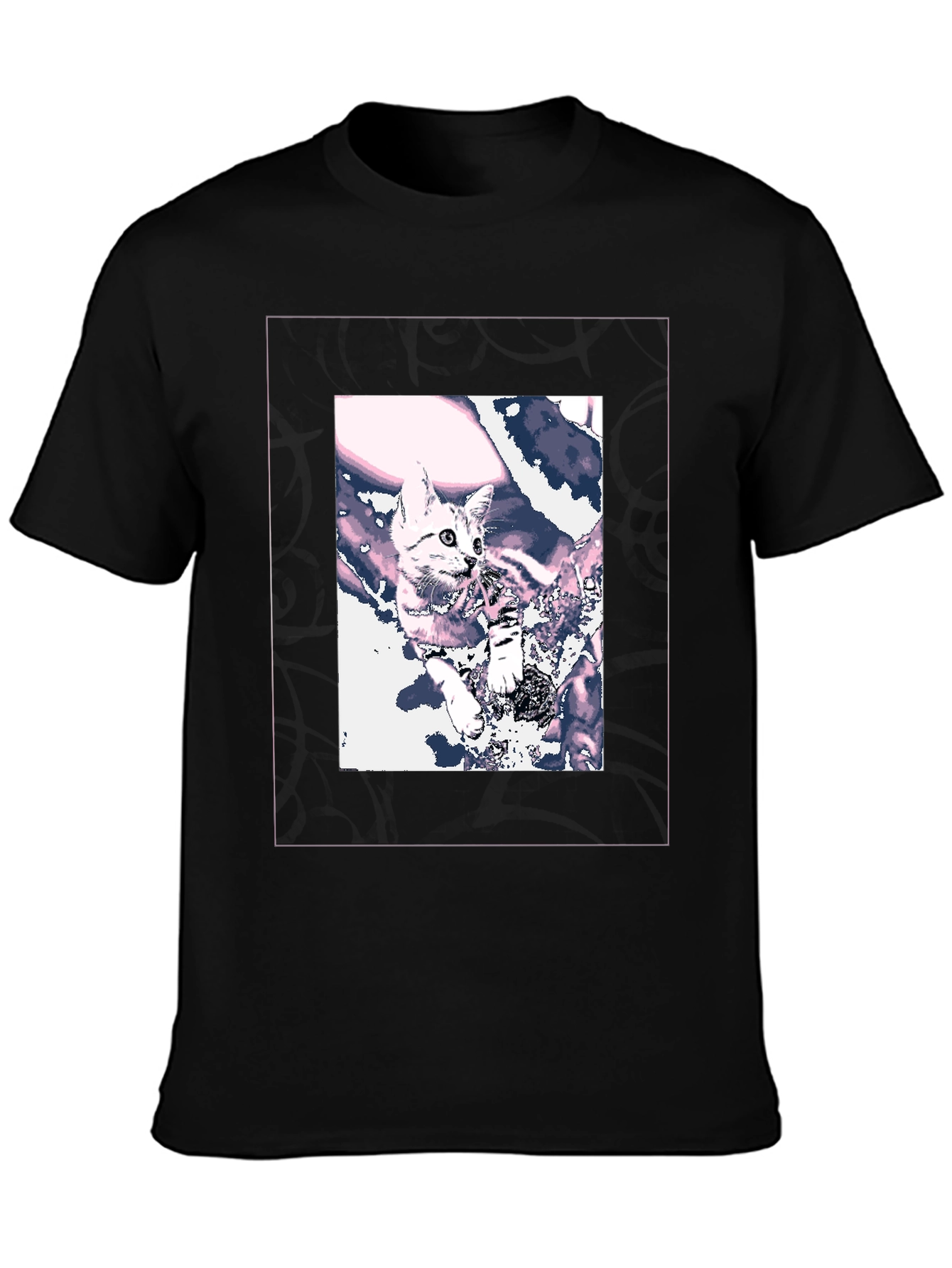 Cool Cat Graphic Tee - Black Cotton Blend