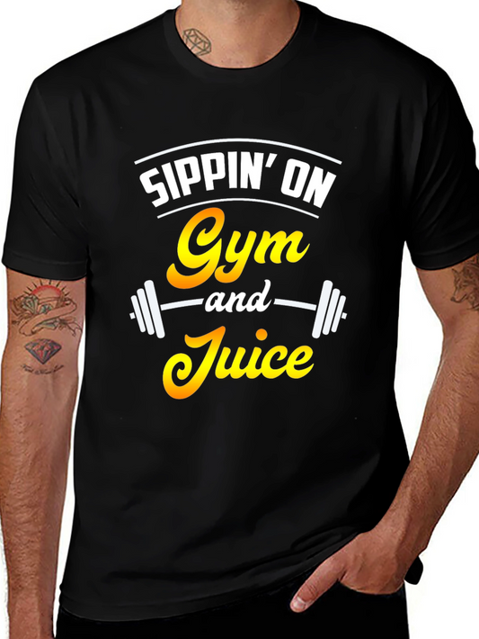 Sippin on Gym and Juice Black T-Shirt