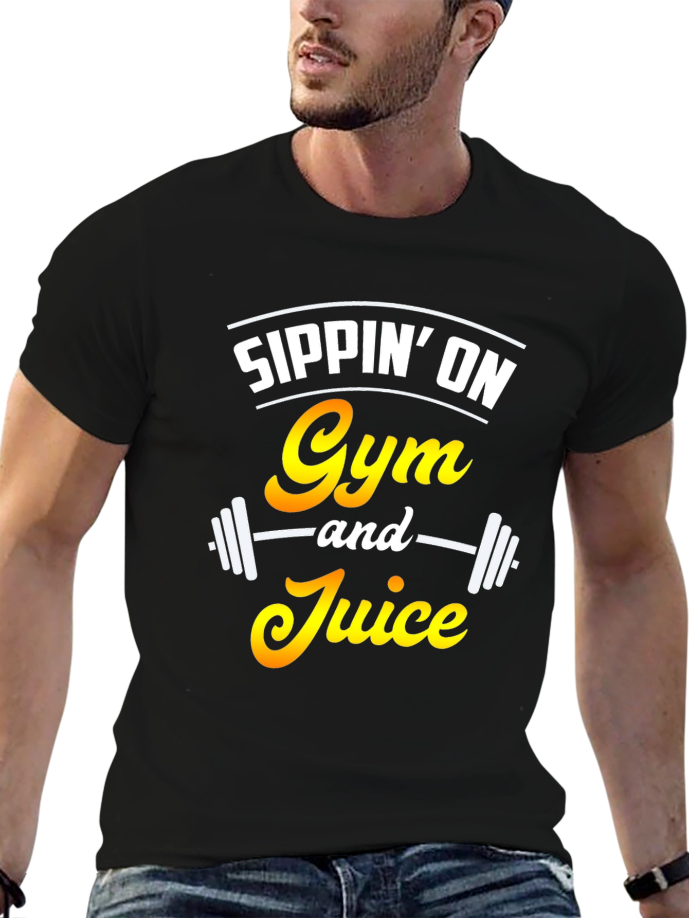 Sippin on Gym and Juice Black T-Shirt