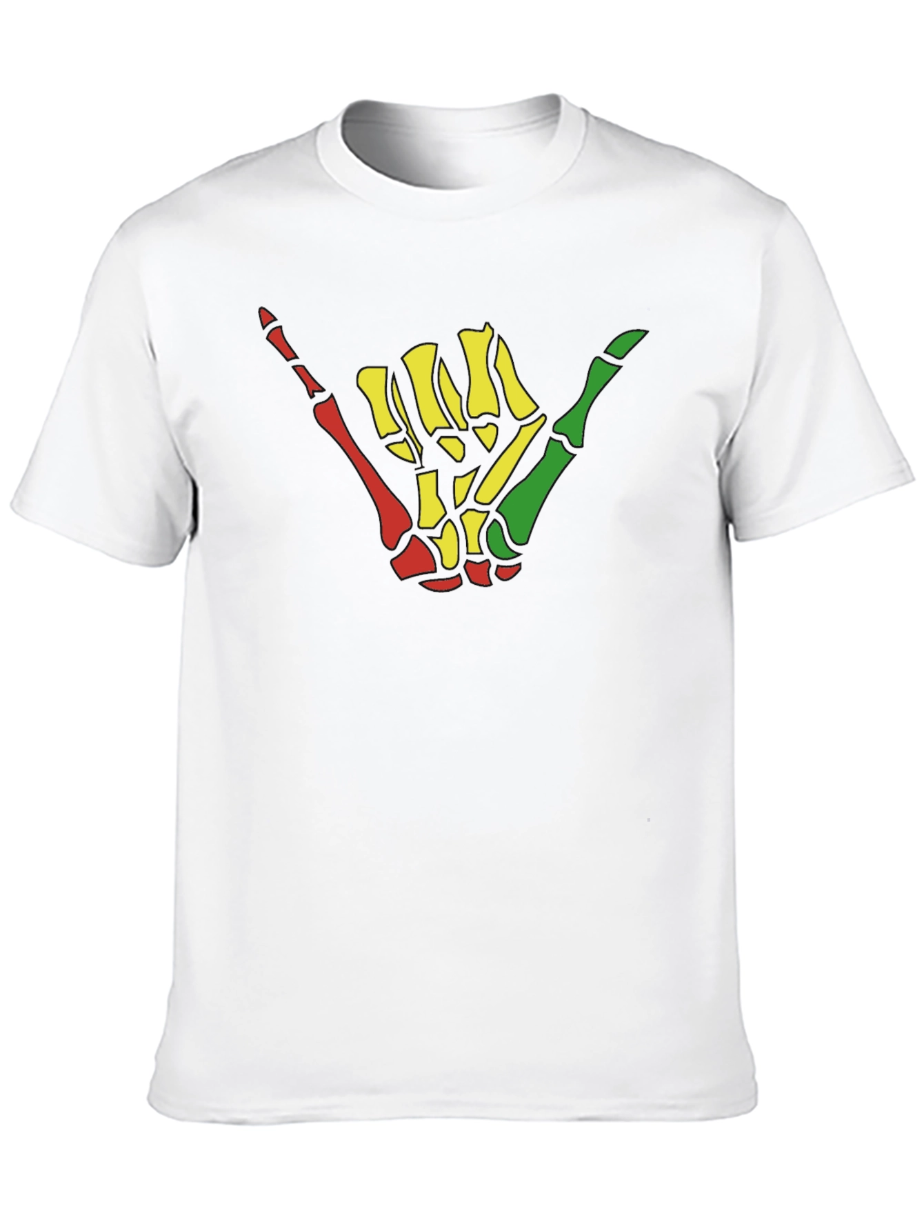 Rasta Shaka Skeleton Hand Graphic Tee - Black