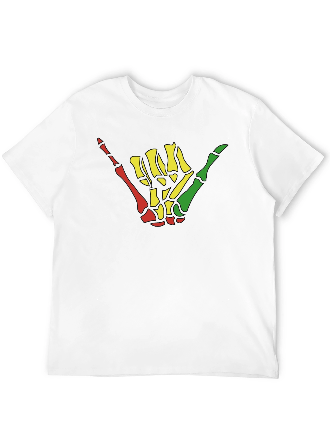 Rasta Shaka Skeleton Hand Graphic Tee - Black