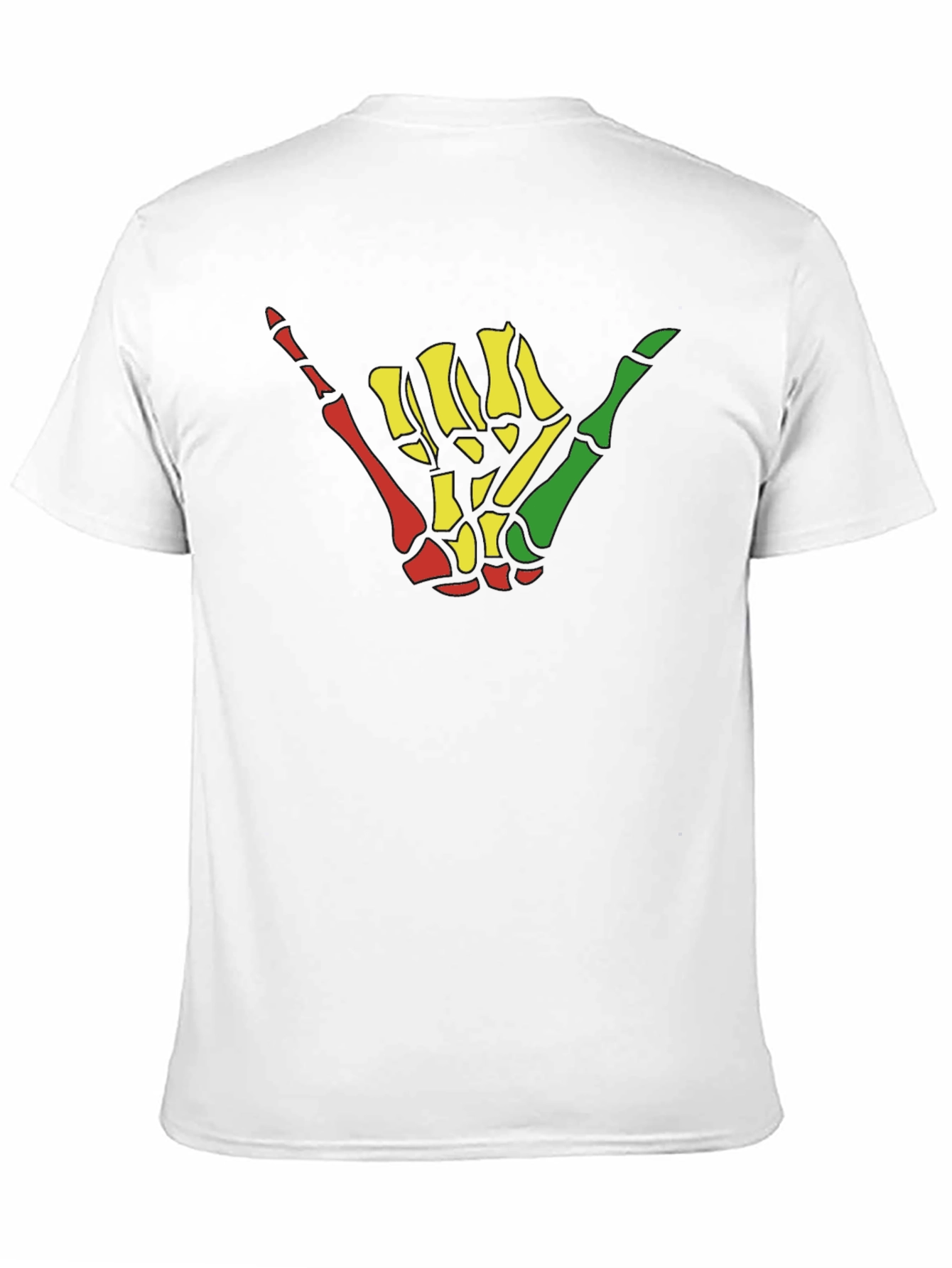 Rasta Shaka Skeleton Hand Graphic Tee - Black