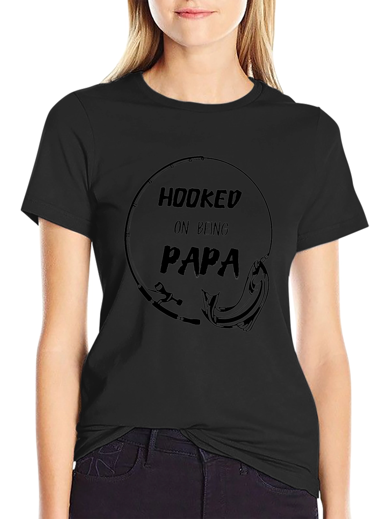 Hooked on Being Papa T-Shirt Fishing Dad Tee