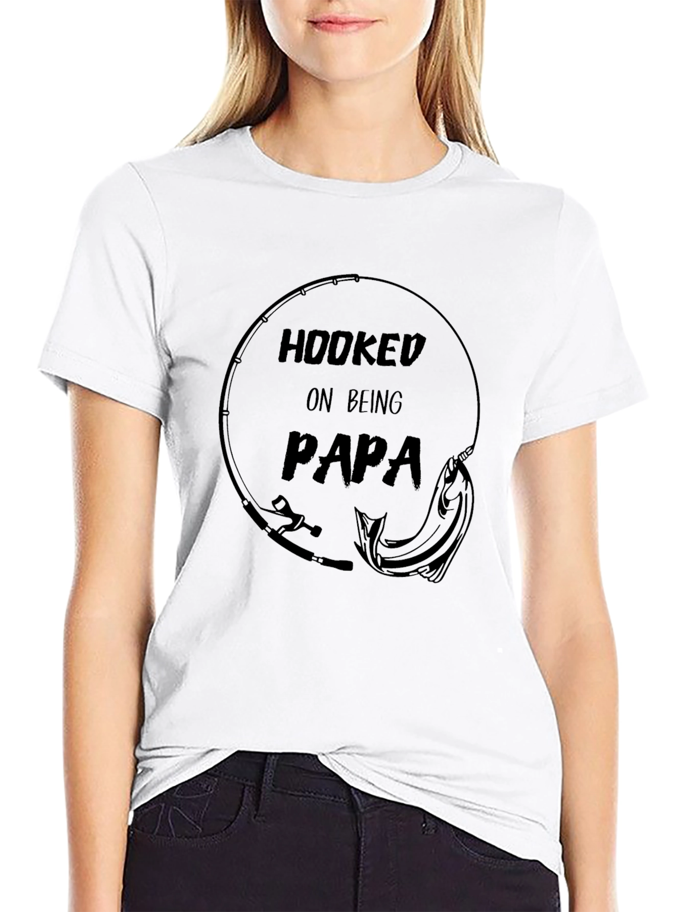 Hooked on Being Papa T-Shirt Fishing Dad Tee